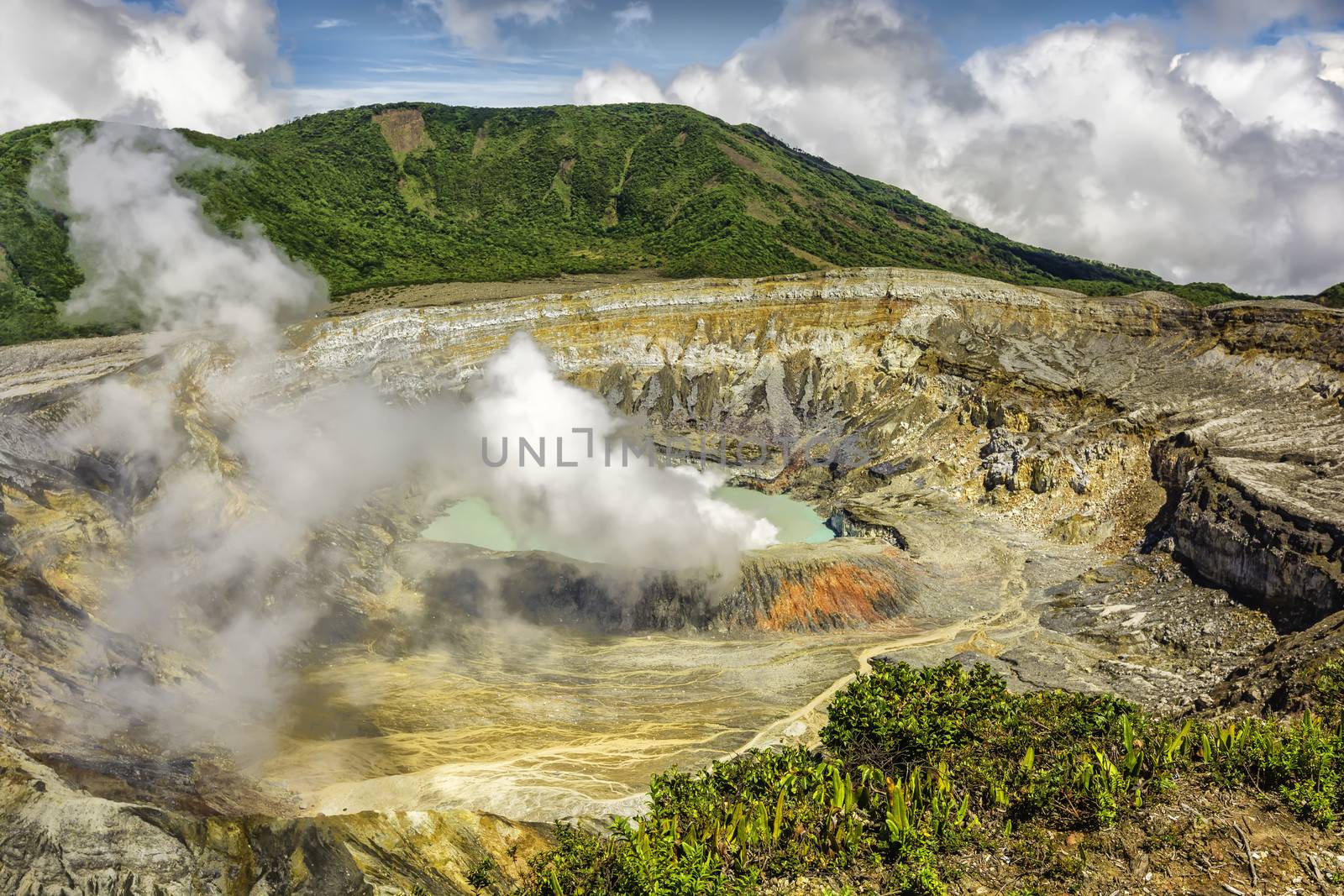 Photo of main crater of Poas Volcano in Costa Rica.