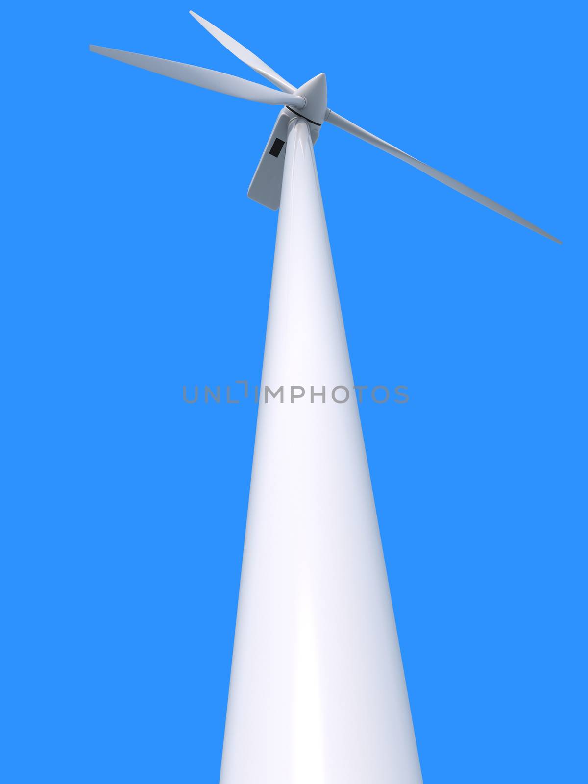 Wind power generator on blue background
