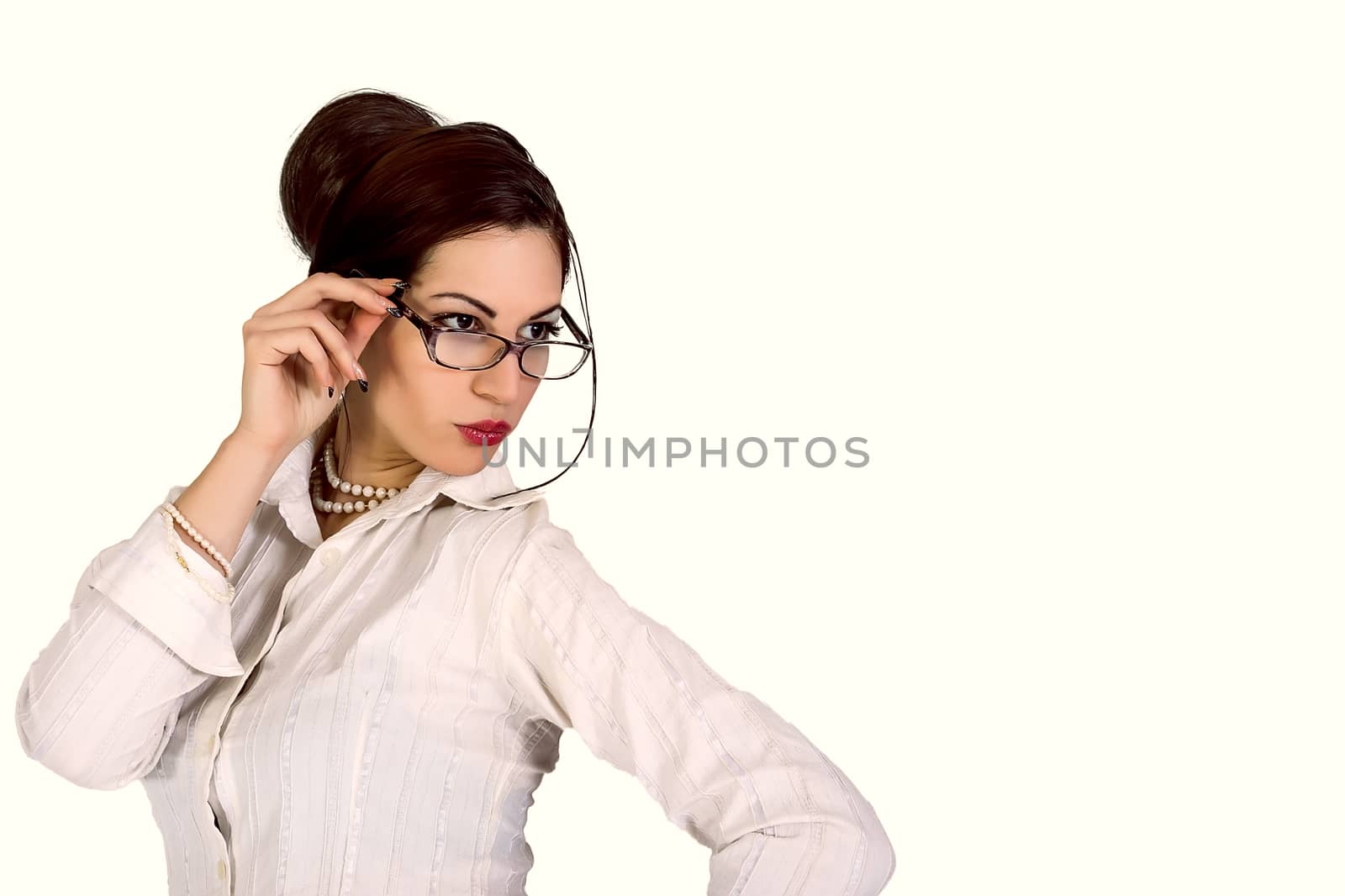 Attractive businesswoman with eyeglasses by dukibu