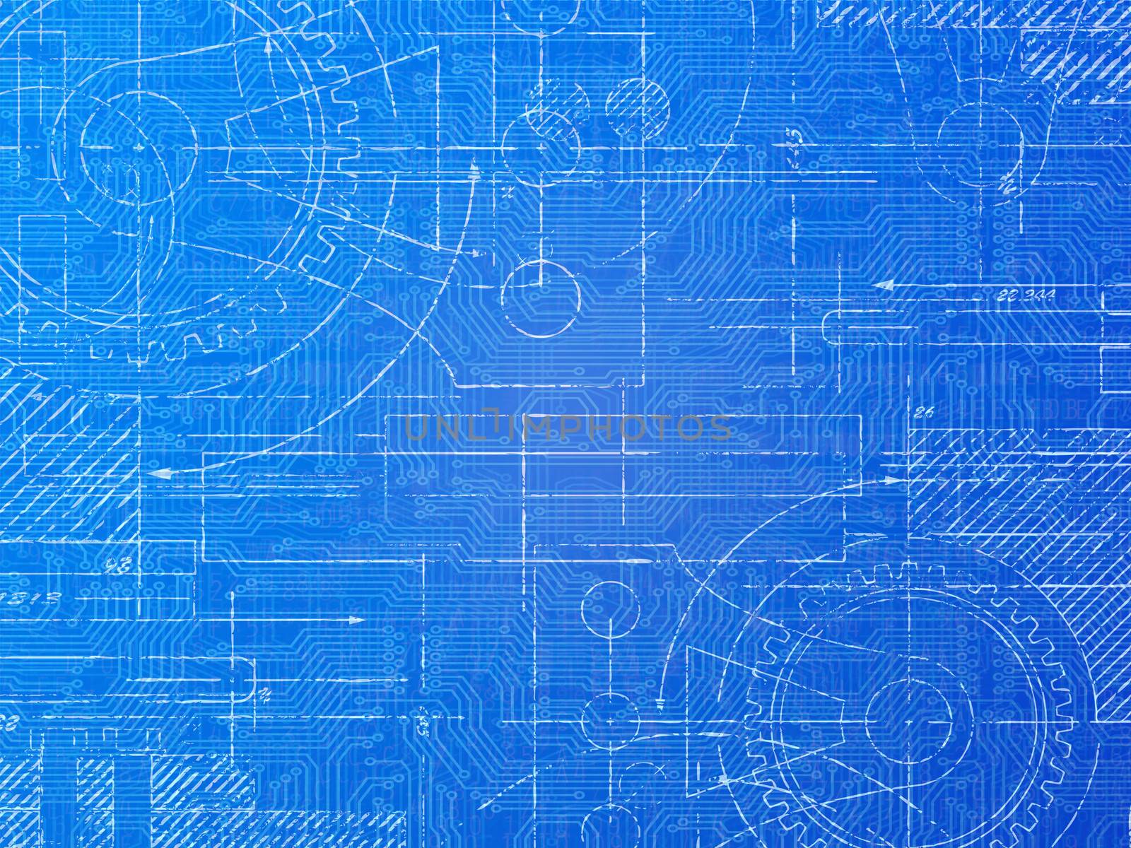 Technical blueprint electronics and mechanical  background illustration
