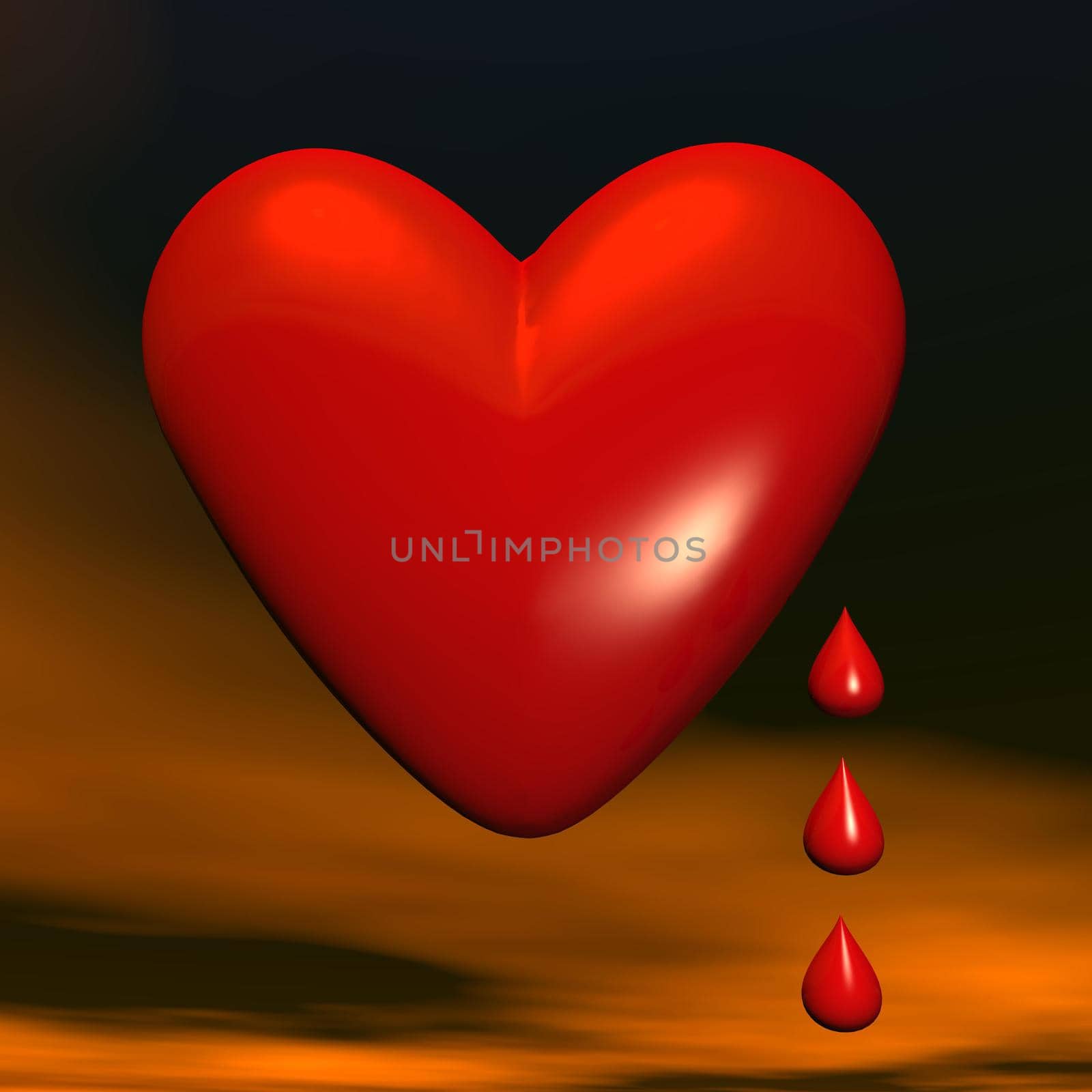 Sad heart or give blood - 3D render by Elenaphotos21