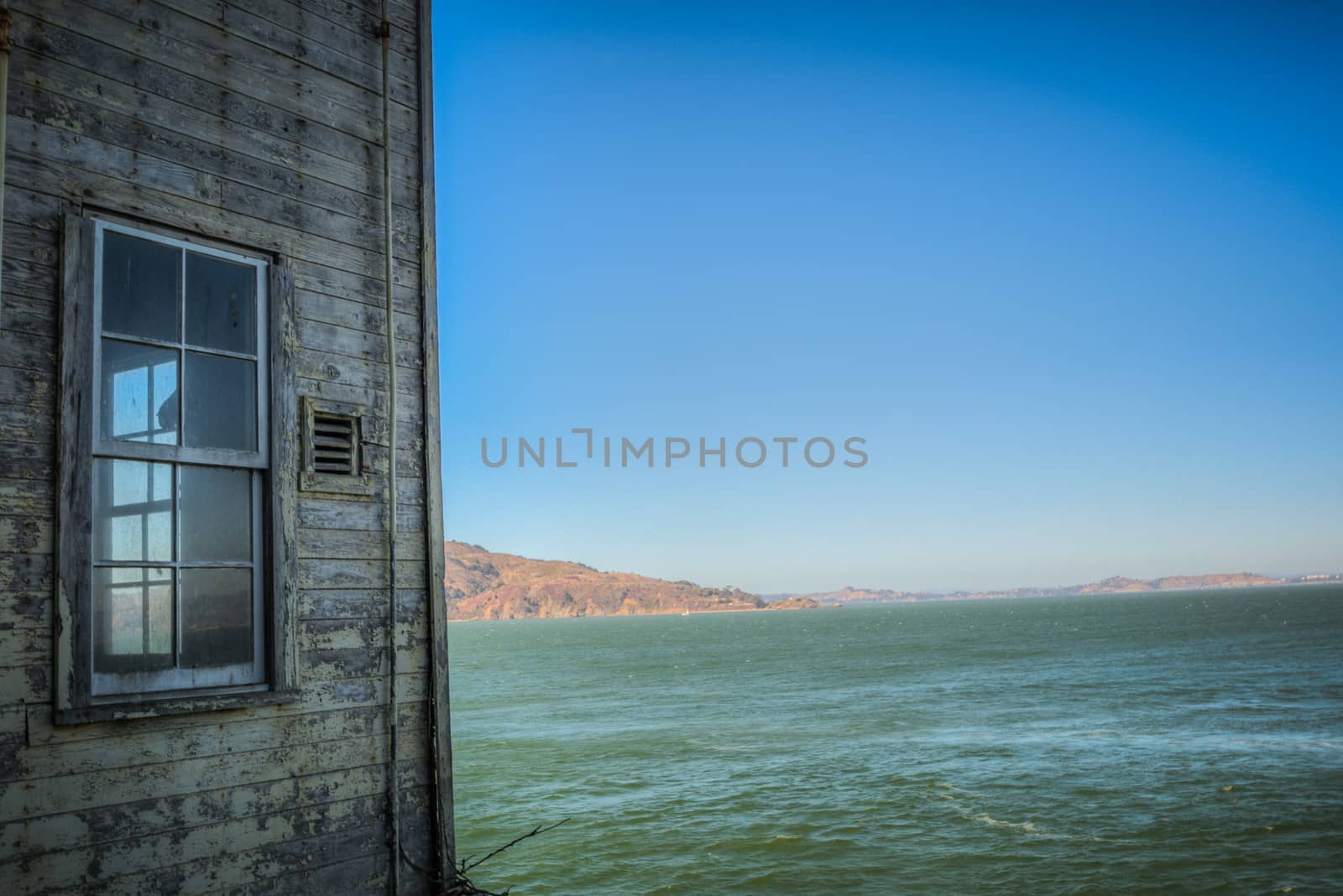 Alcatraz building with window HDR in San Francisco, USA