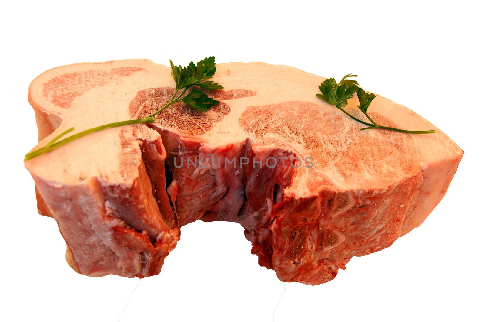 Piece of damp meat on white background
