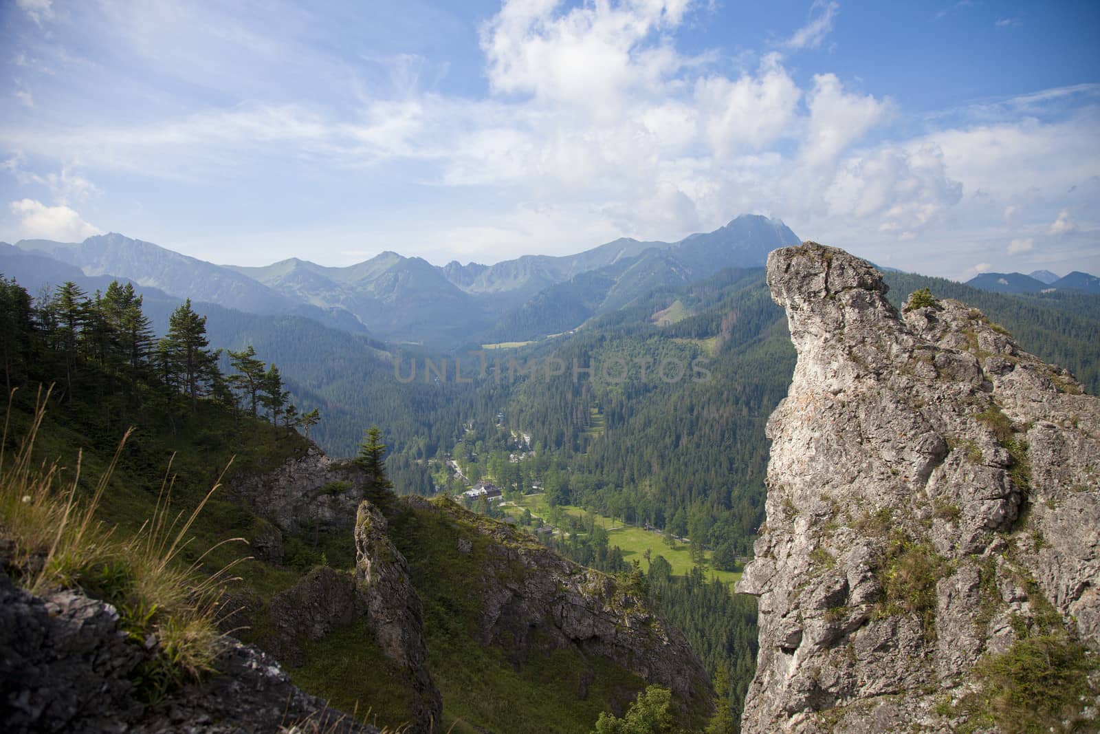 Mountains in summer with blue sky.