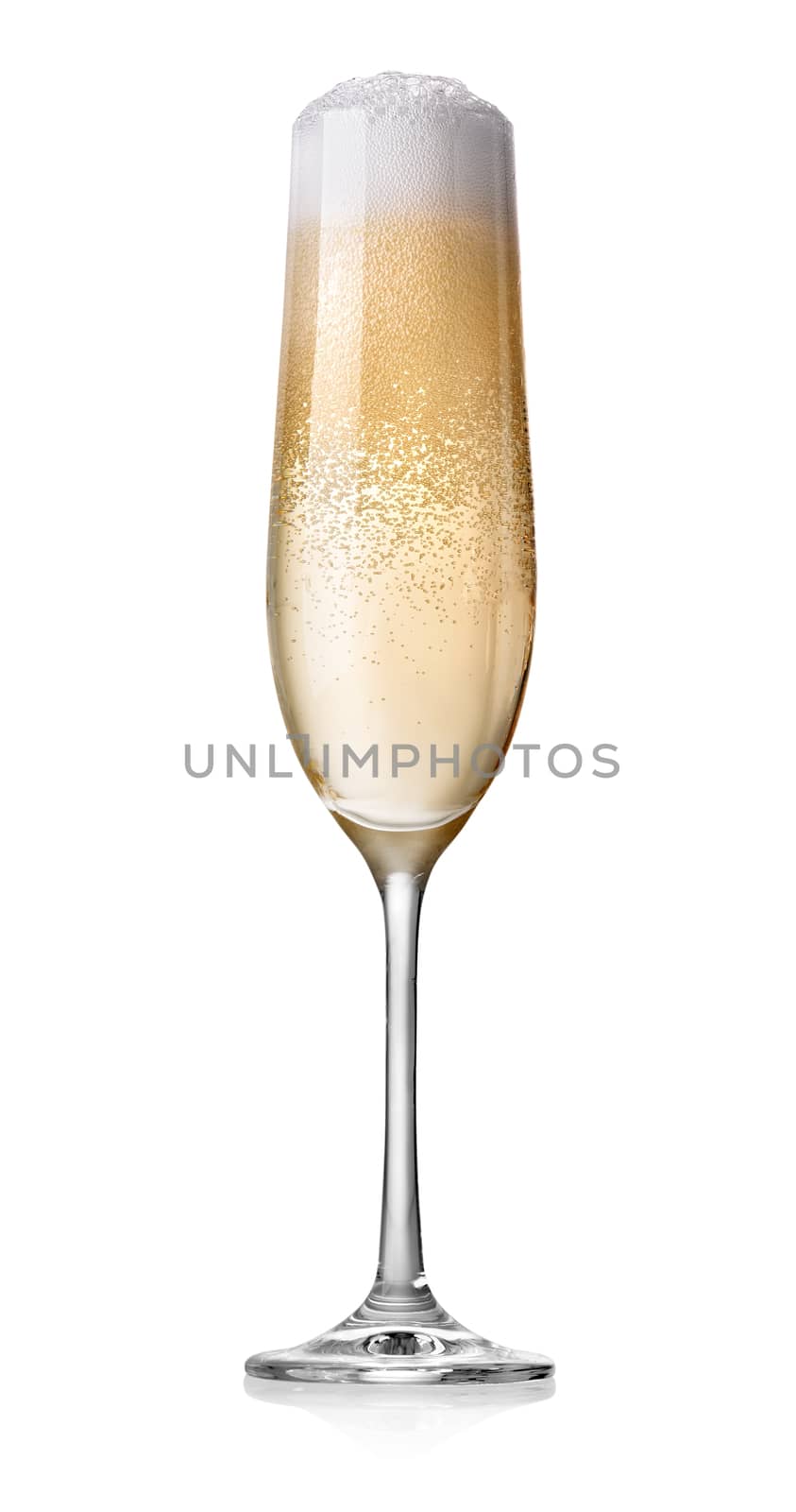 Glass of champagne isolated on white background