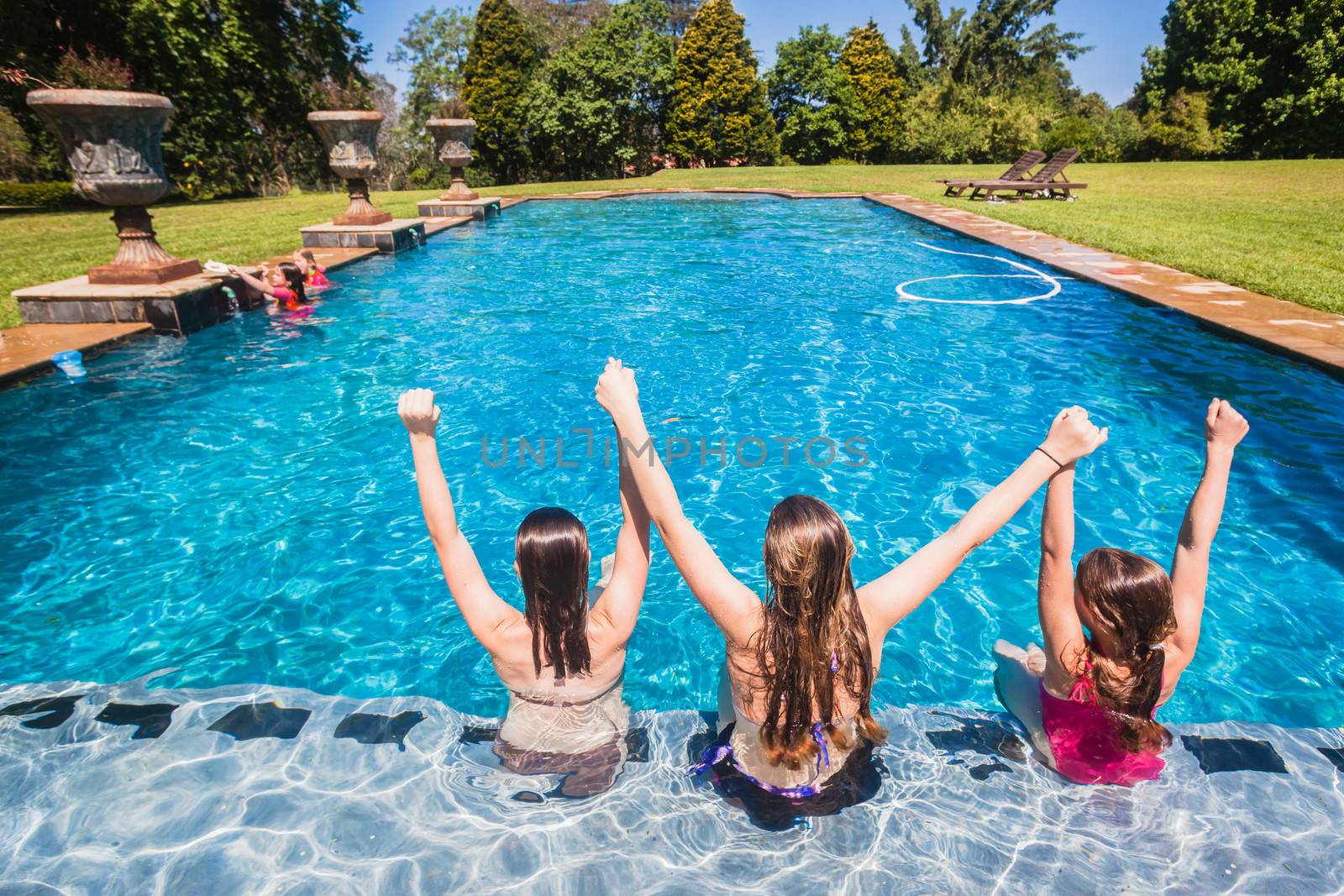 Girls Play Swim Pool Summer by ChrisVanLennepPhoto