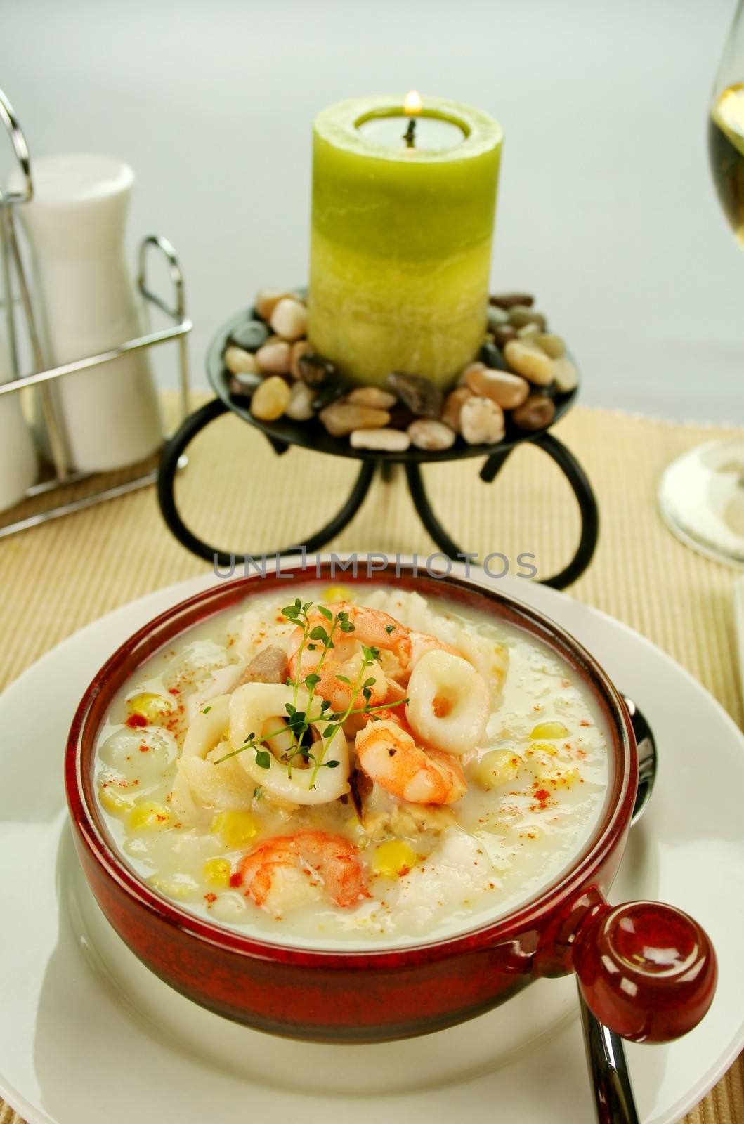 Delicious thick and creamy seafood chowder with a variety of seafood.