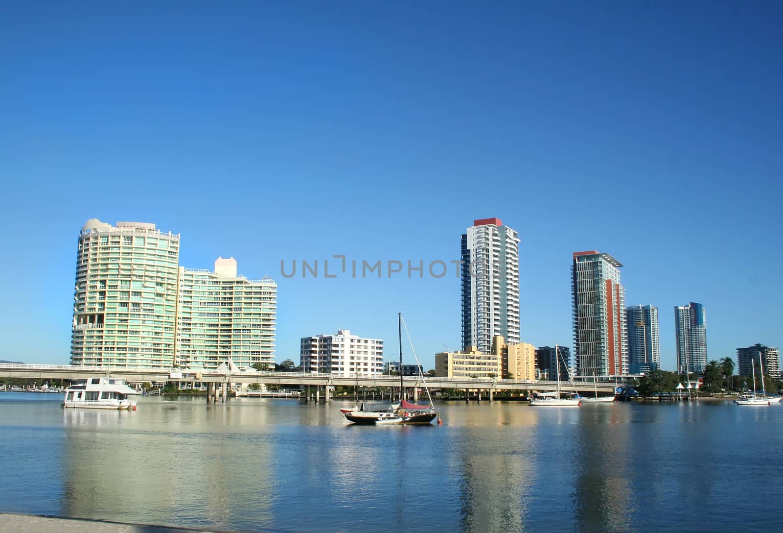 The Sundale Bridge at Southport Gold Coast Australia just after sunrise.