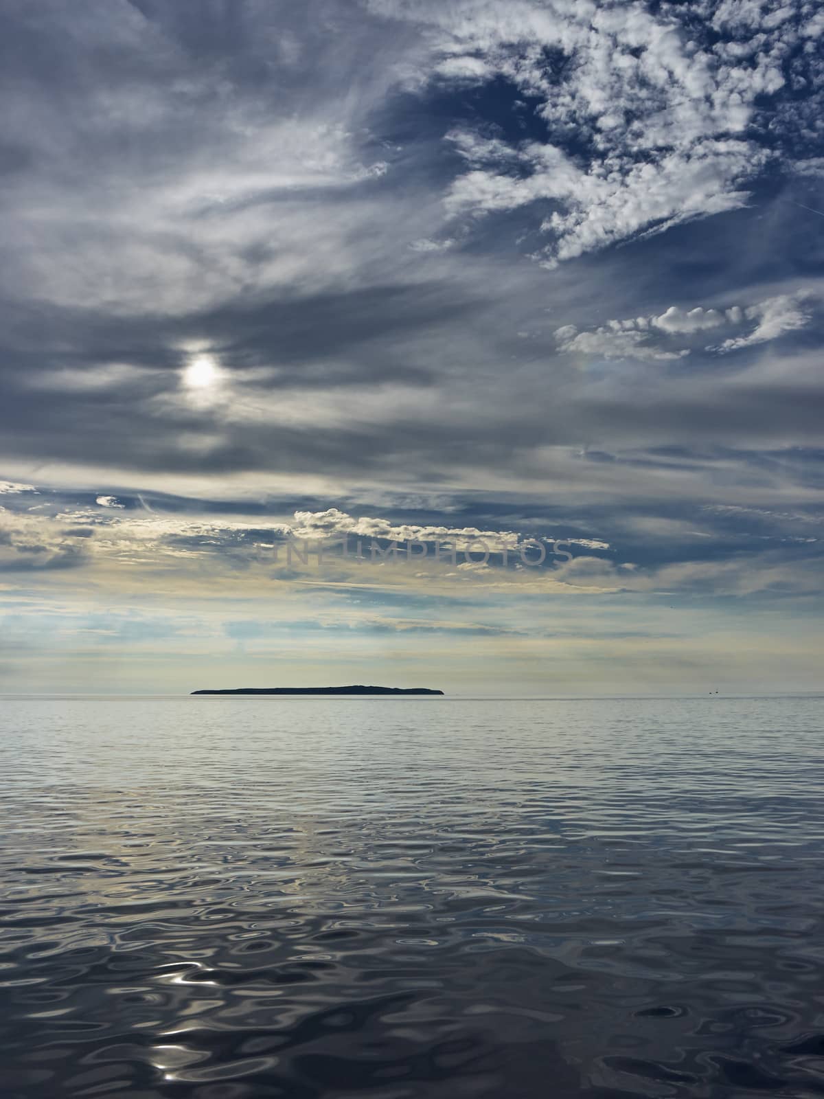 Island, clouds and sea in Croatia, Adriatic sea