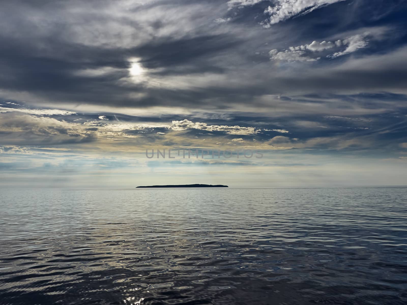 Island, clouds in Croatia, Adriatic sea