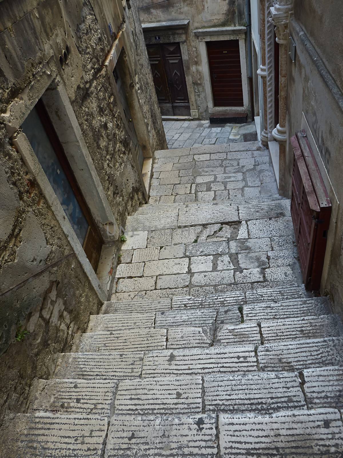 Stairs in old town of Sibenik, Croatia