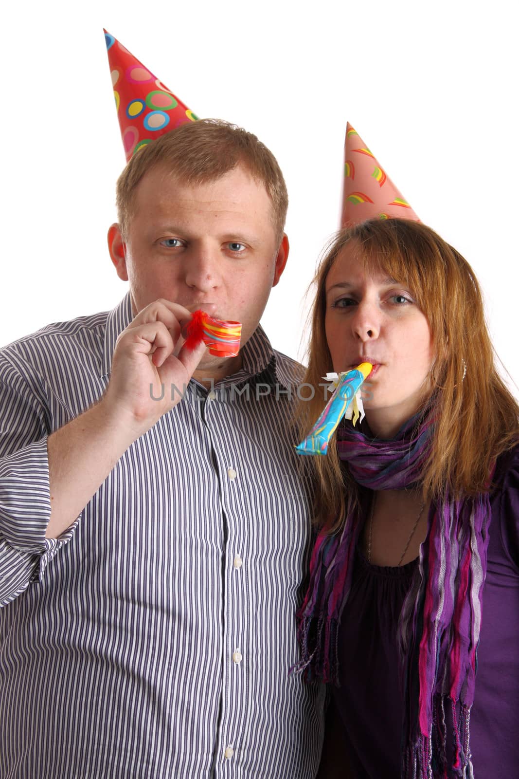 Two people with horns isolated on the white background