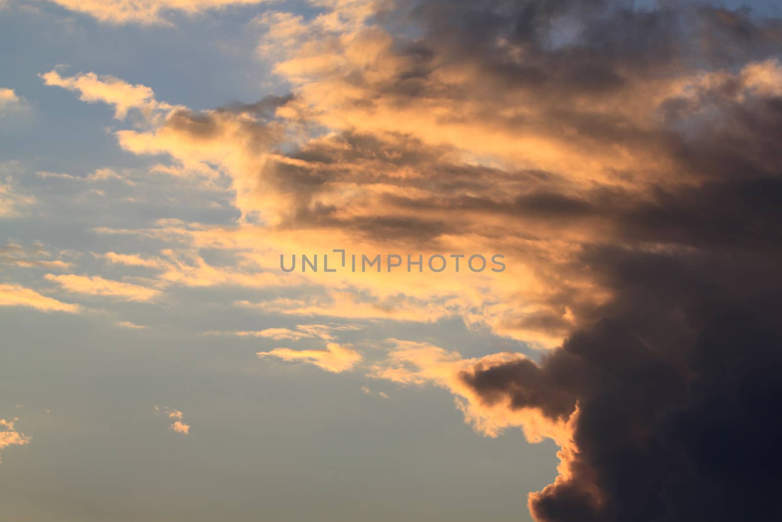 Dark clouds in the evening sky