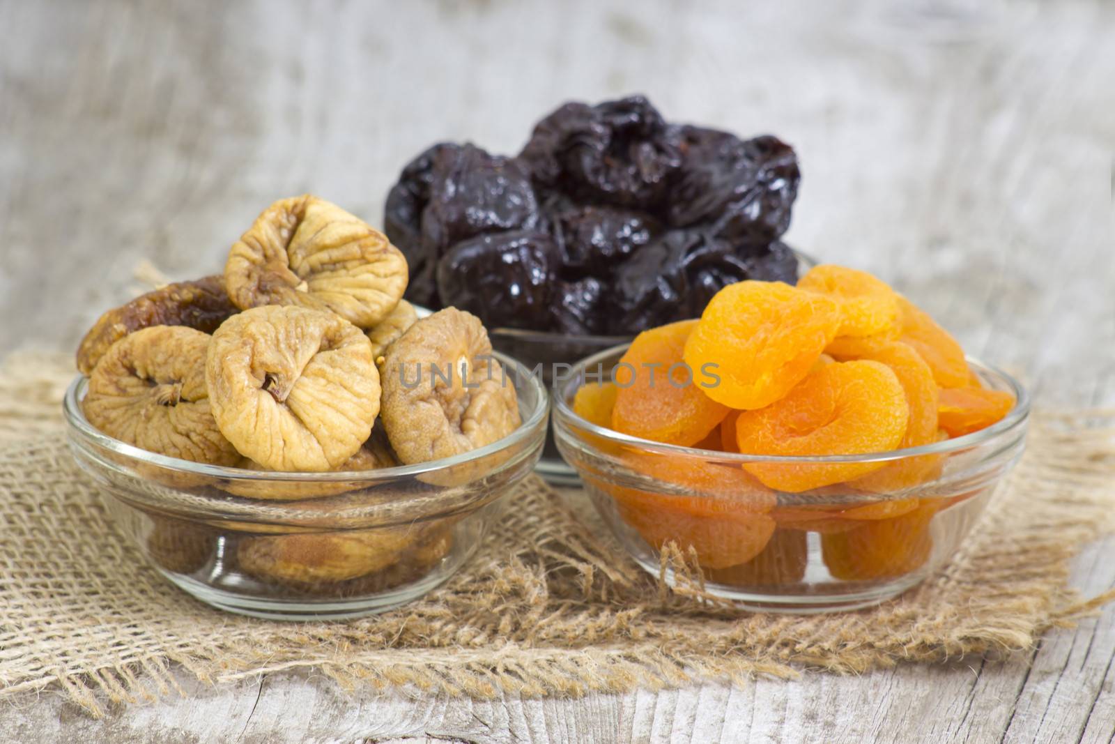 different dried fruits - lums, apricots, figs