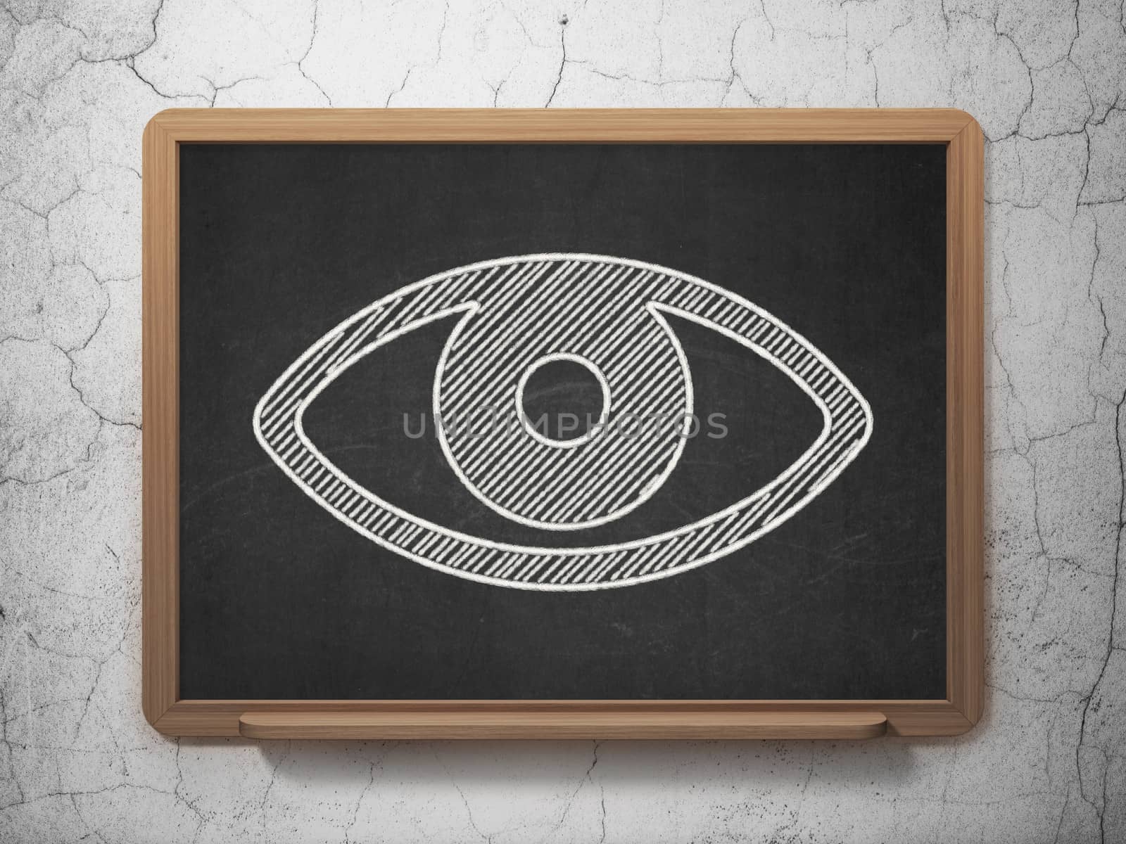 Security concept: Eye on chalkboard background by maxkabakov