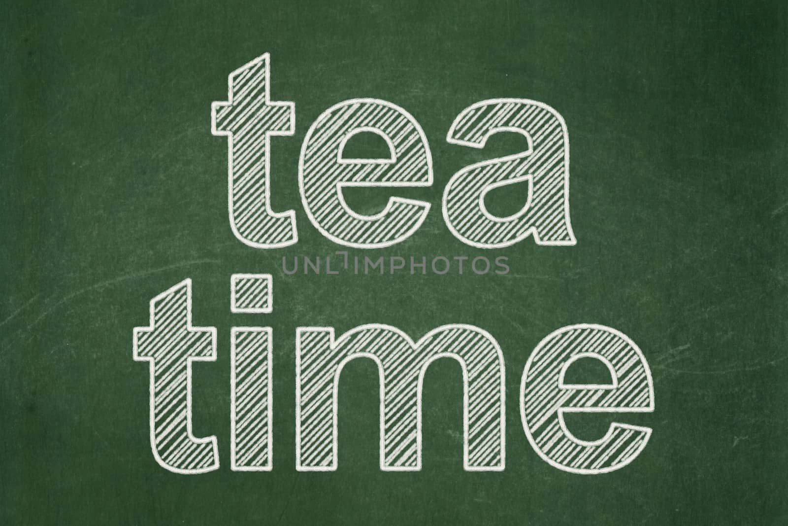 Time concept: Tea Time on chalkboard background by maxkabakov