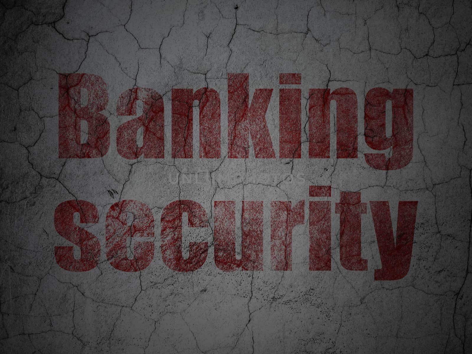 Security concept: Red Banking Security on grunge textured concrete wall background, 3d render