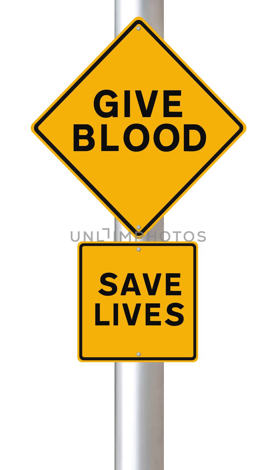 Modified road sign on blood donation