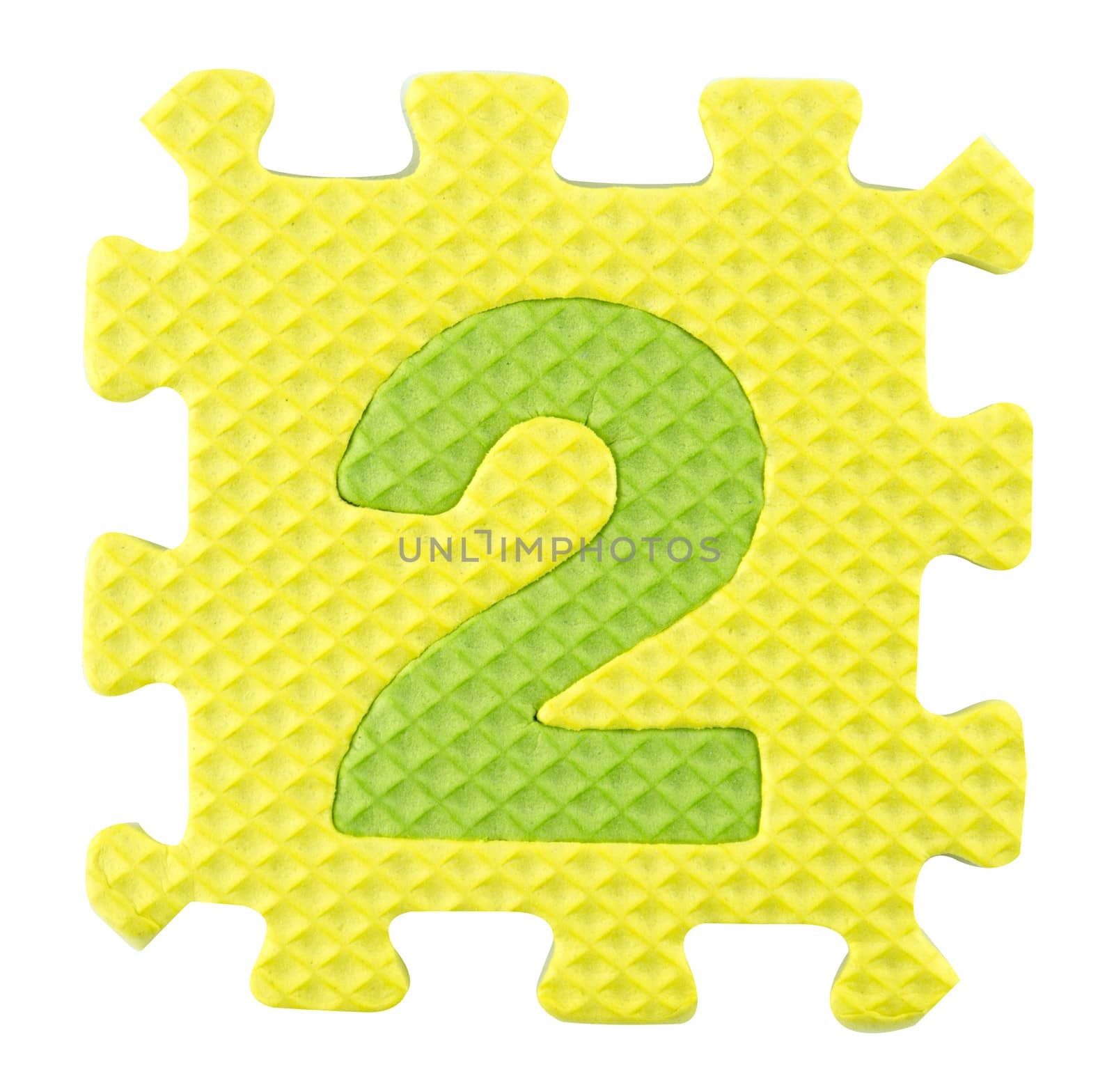 Number Two, Alphabet puzzle isloated on white background , with clipping path.