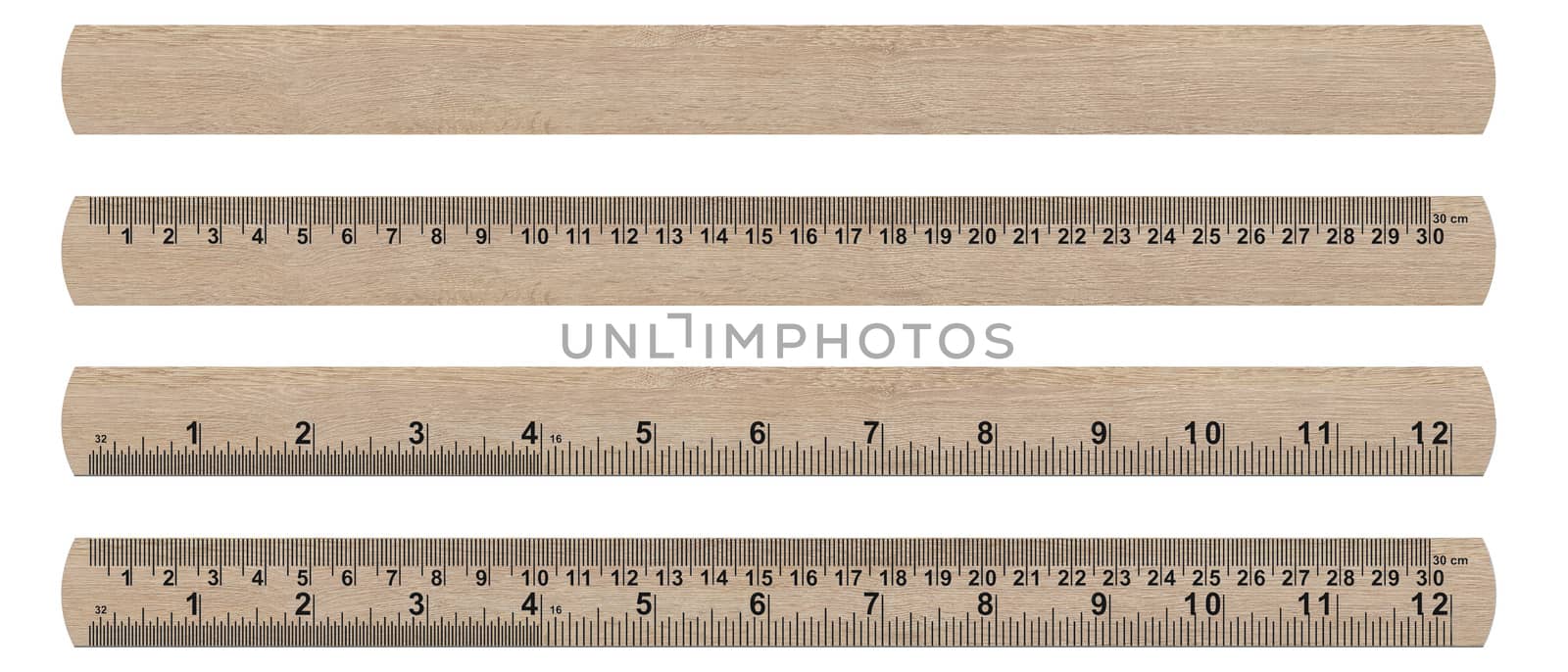 wood ruler isolated over a white background (with clipping work path)