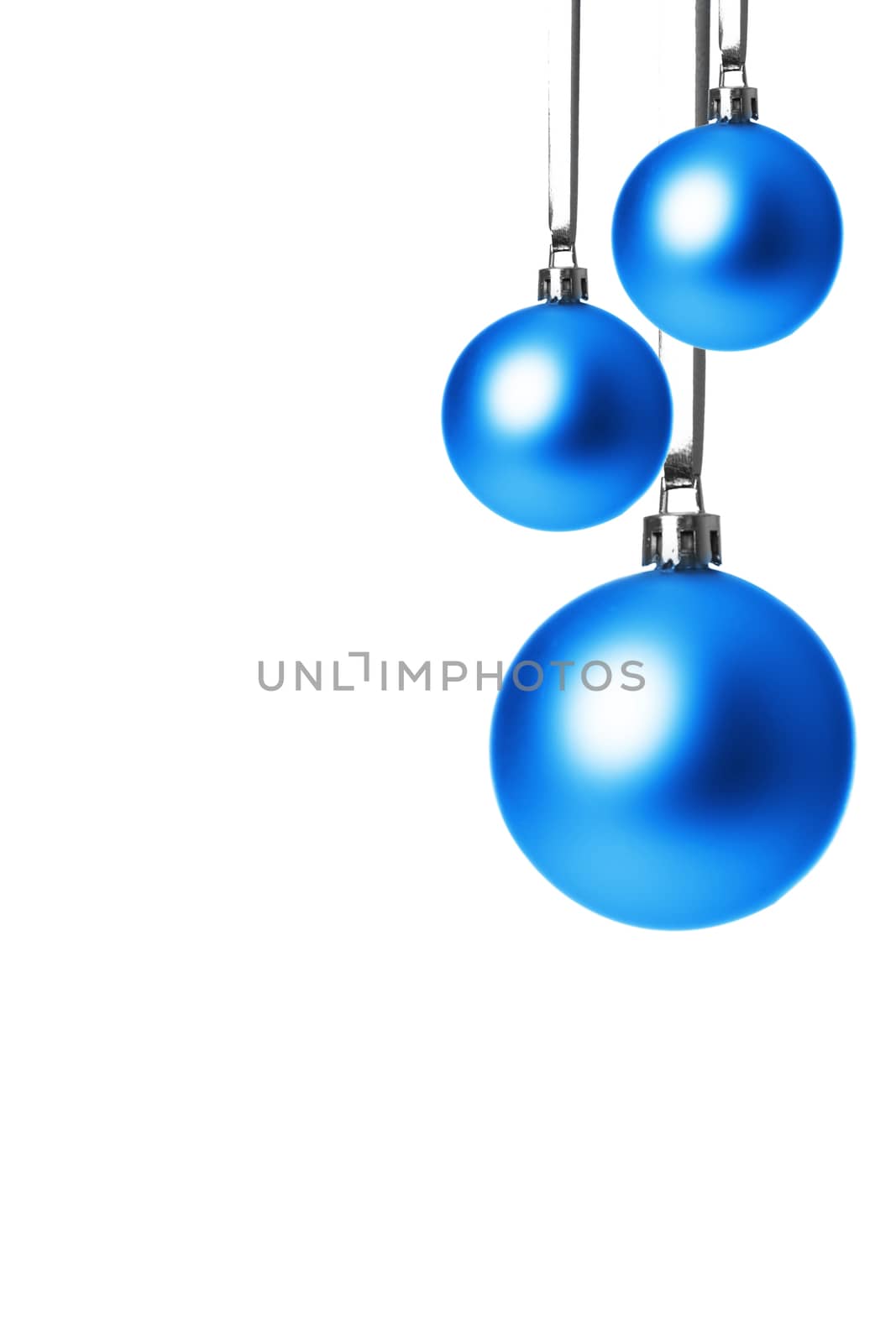 blue christmas balls isolated with white background 