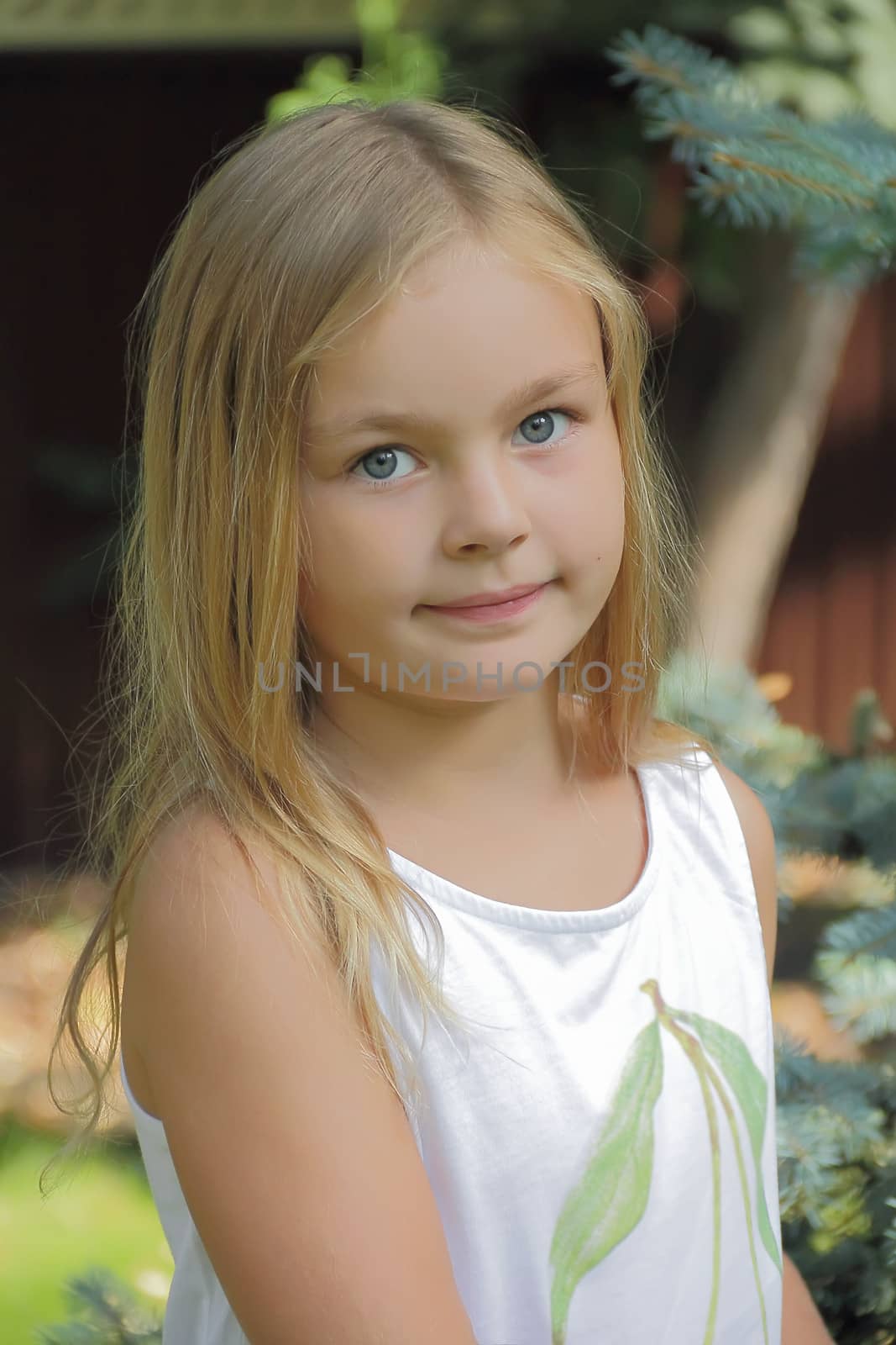 Portrait of beautiful girl with blue eyes