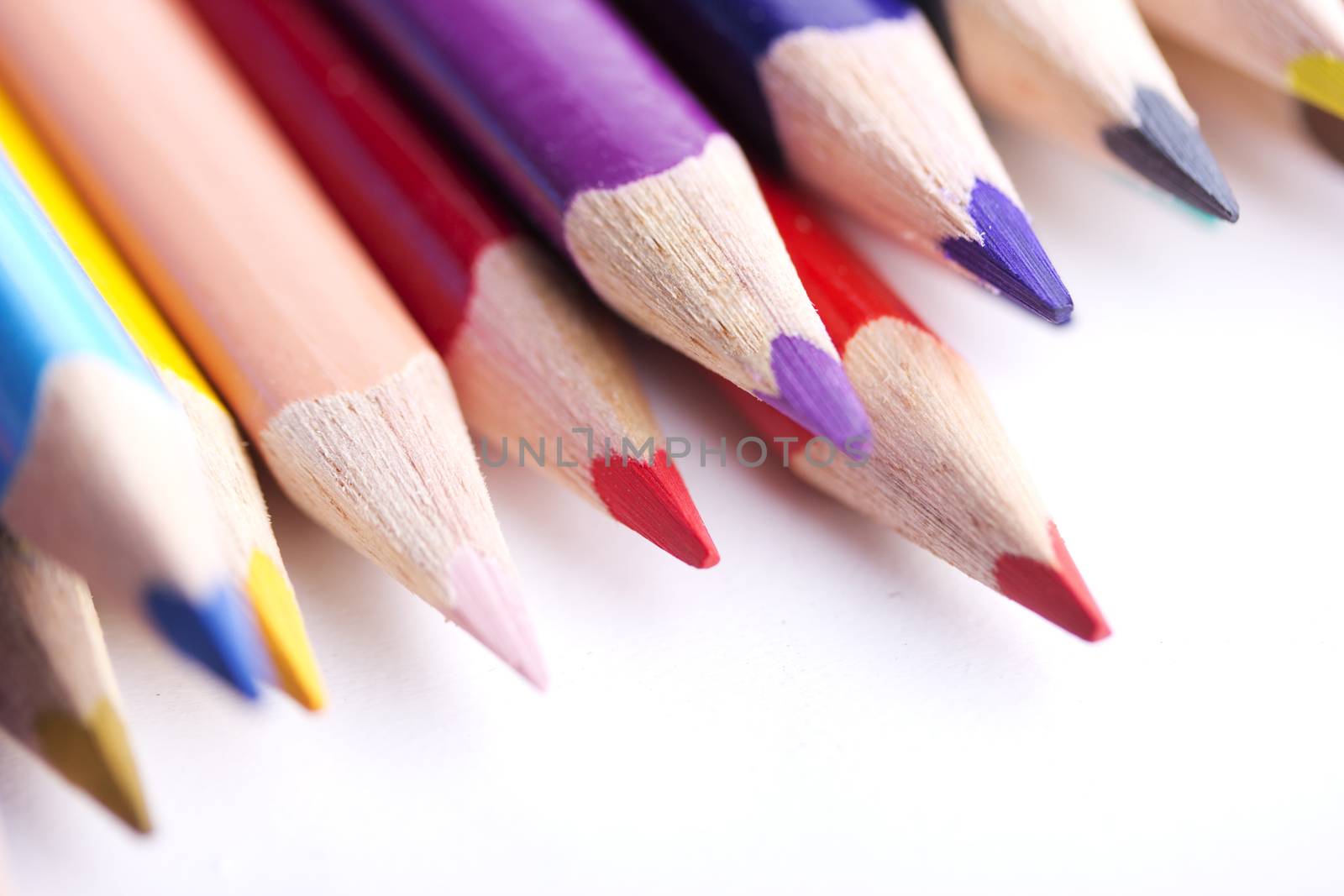 colored pencils, isolated on a white background 