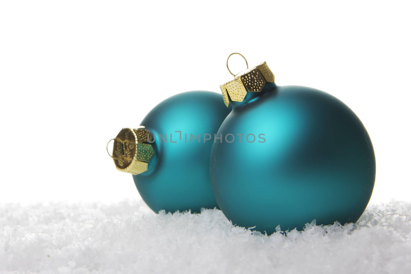 christmas, green christmas balls on snow   