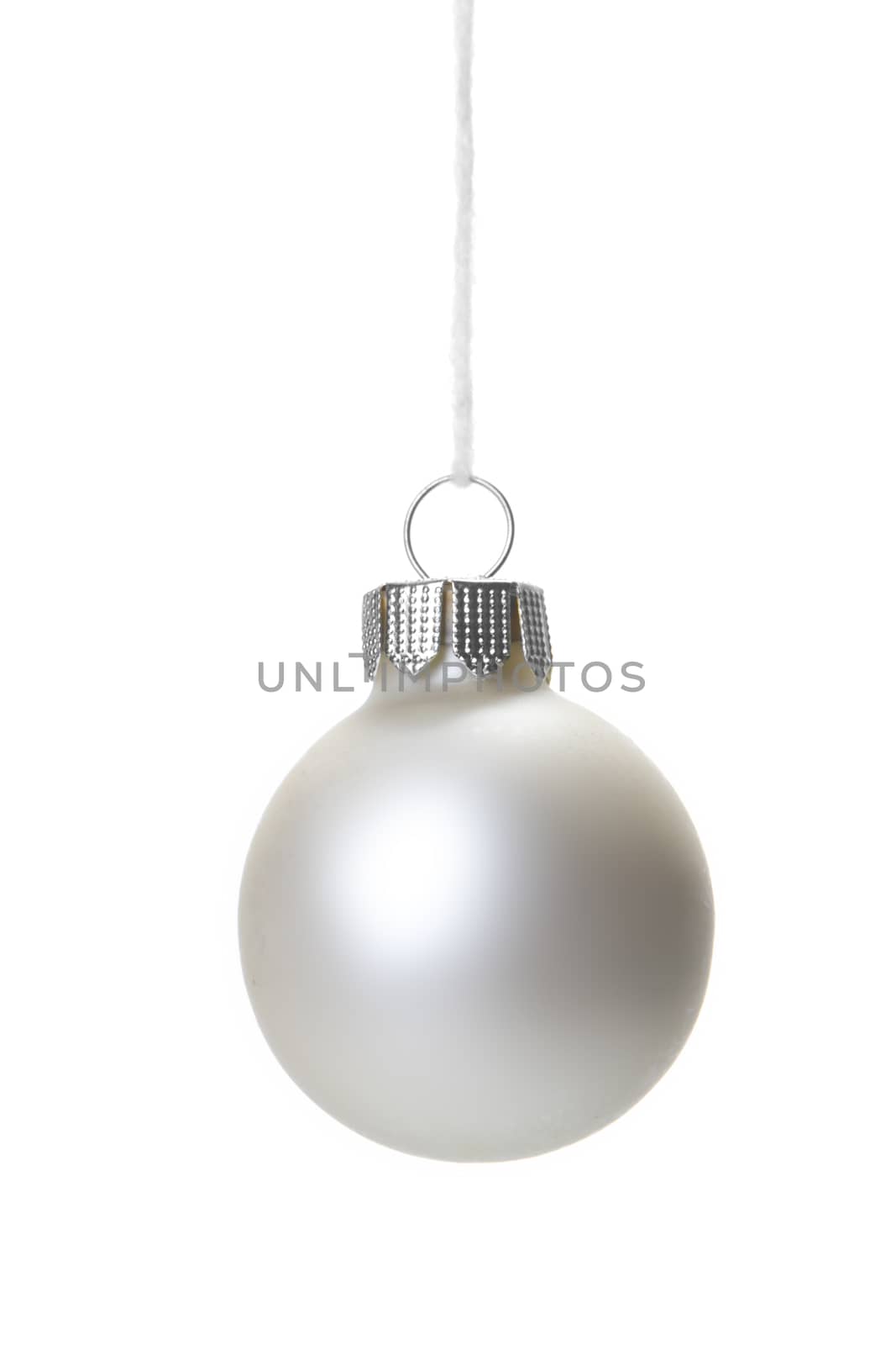 white christmas balls isolated with white background 