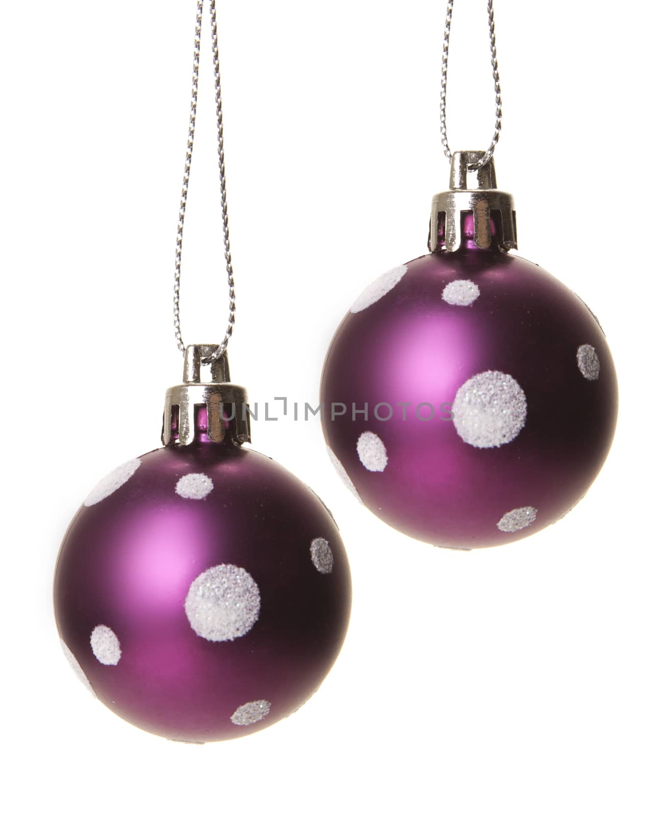 christmas, purple christmas balls isolated  