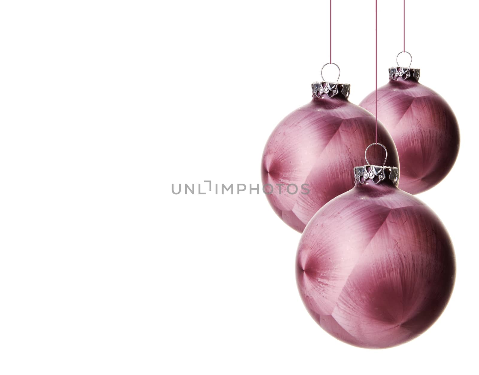 christmas, pink christmas balls isolated  