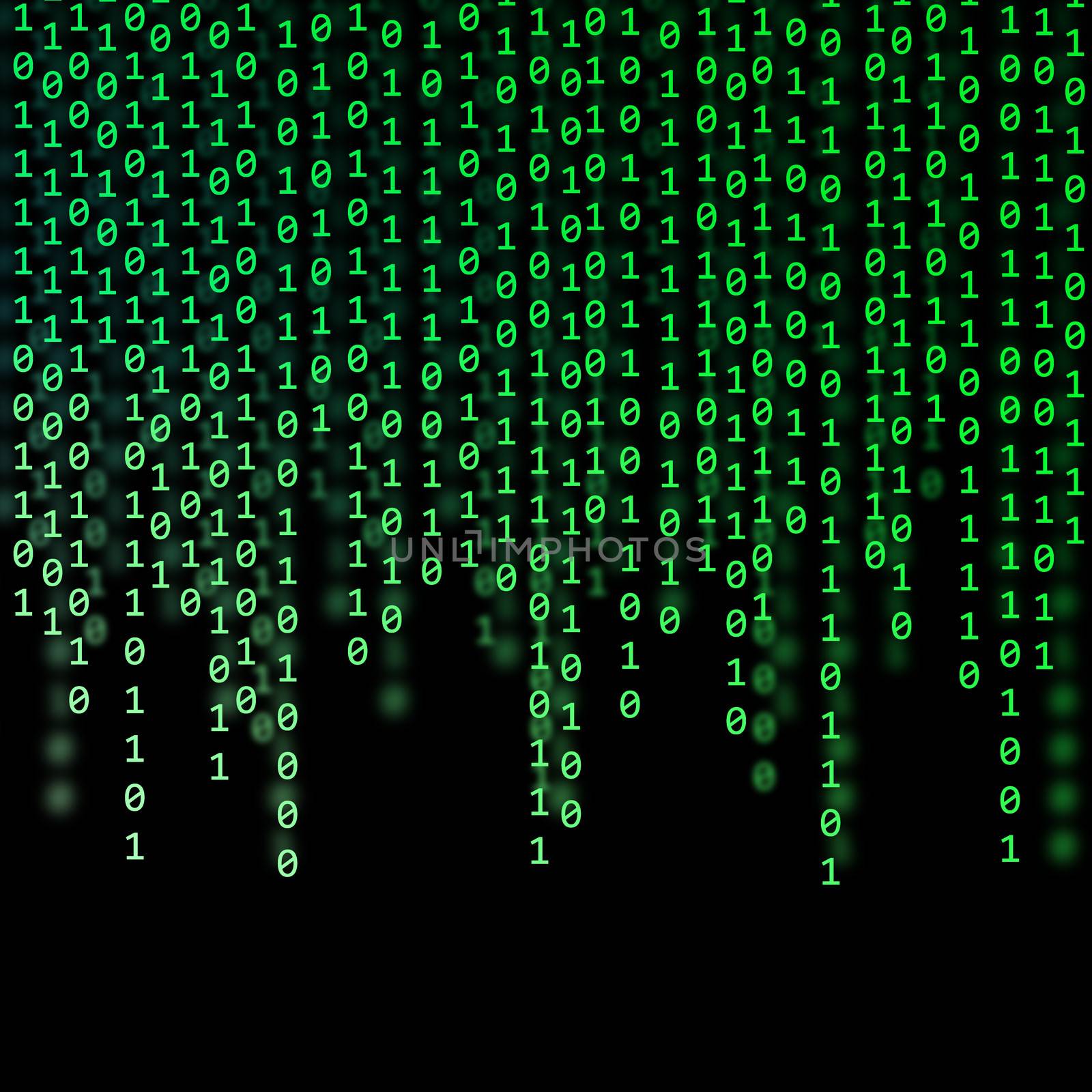 Abstract Green Binary Code on black background