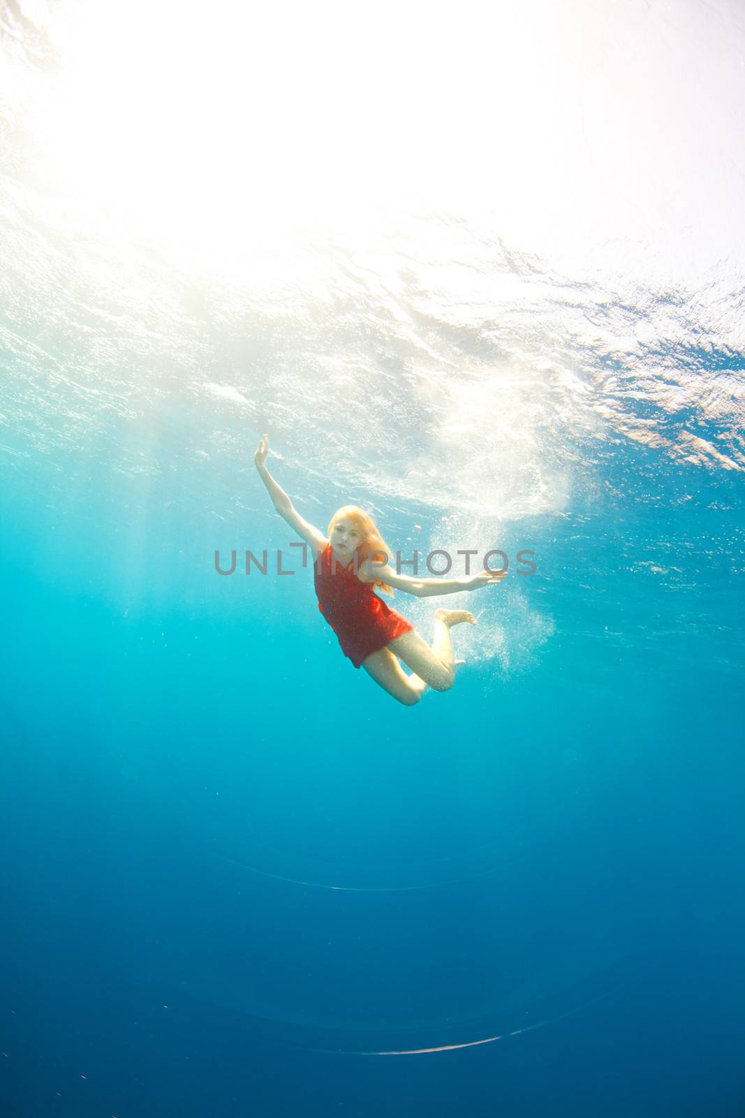 girl diving under the sea by vsurkov