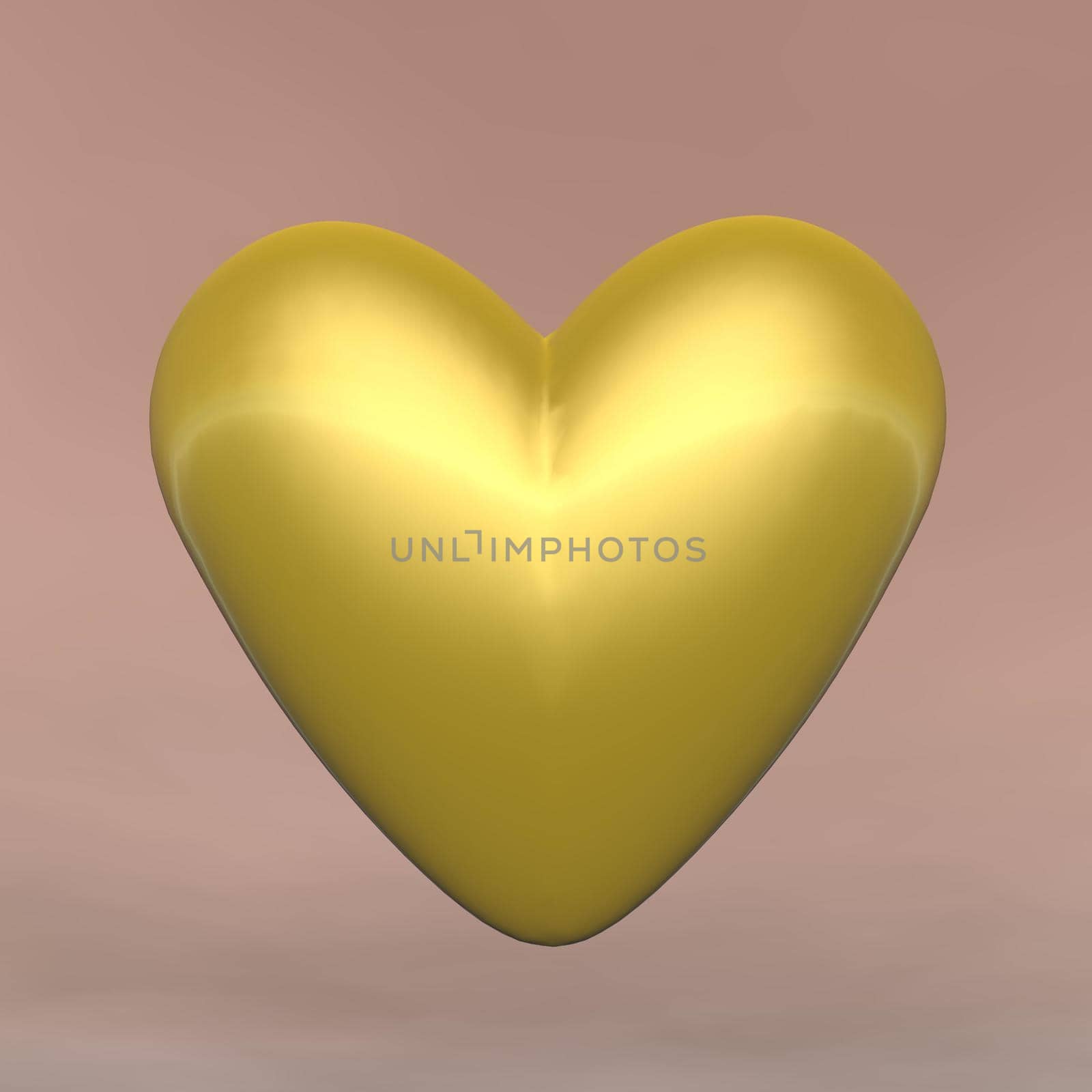 Big beautiful golden heart in brown background