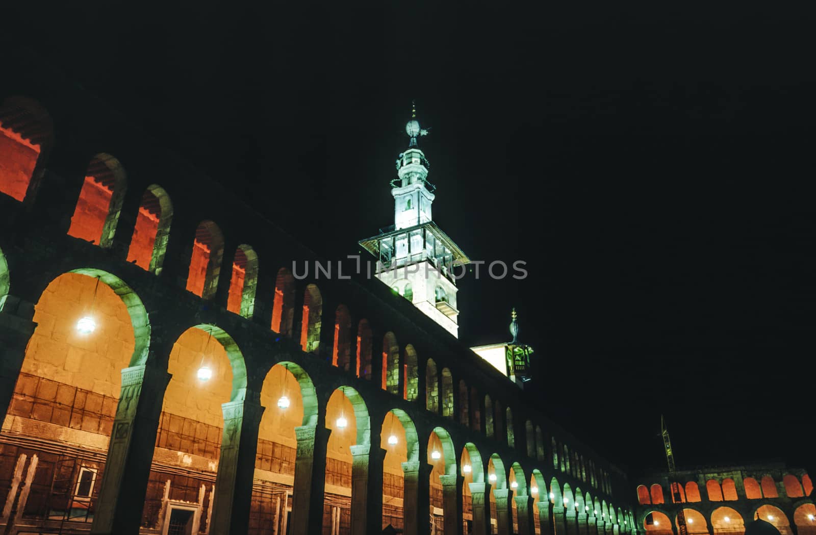 Back in 1997. The Omayyad Mosque perfectly illuminated at night. by meinzahn