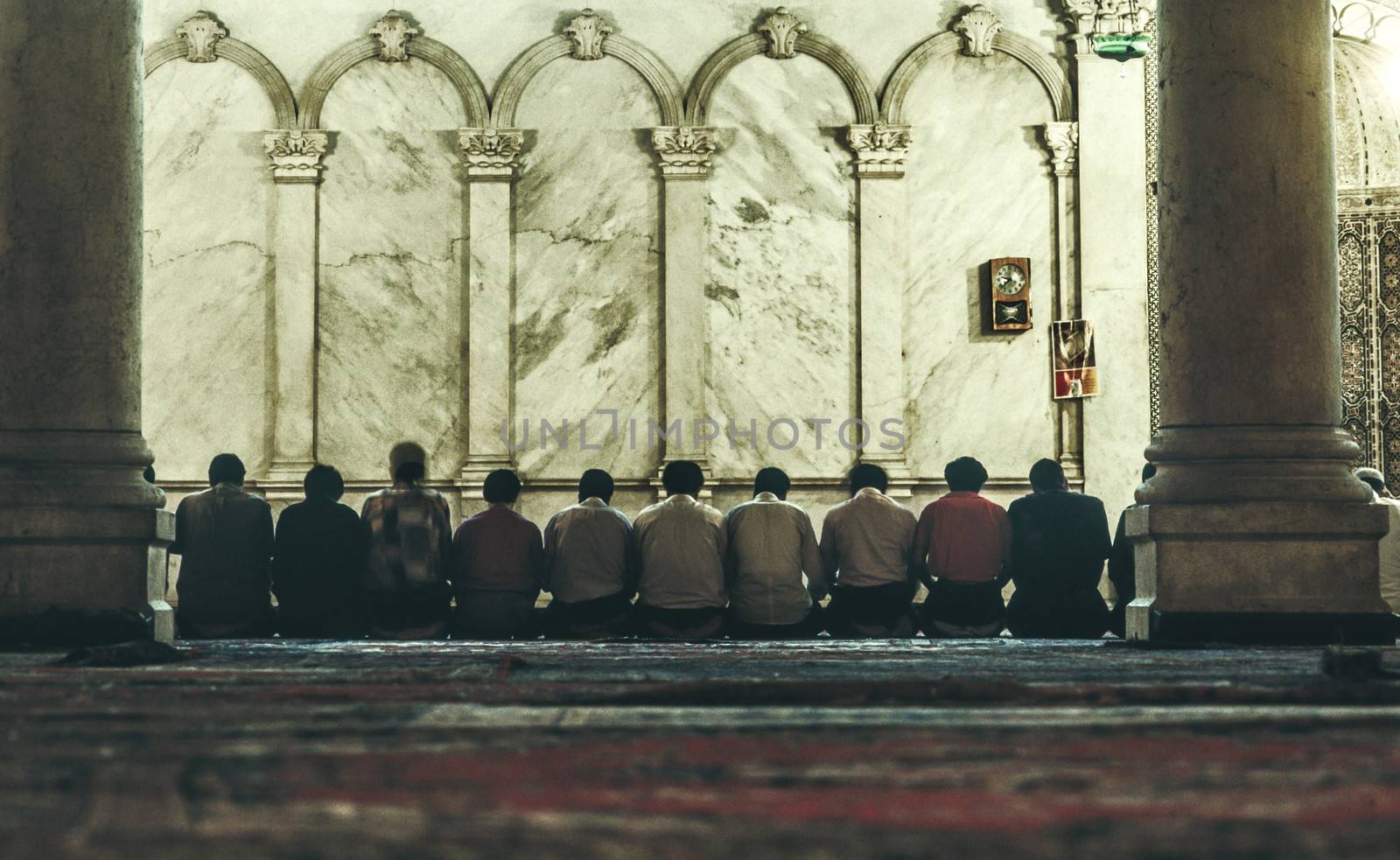 Back in 1997. The Omayyad Mosque perfectly illuminated at night, people praying