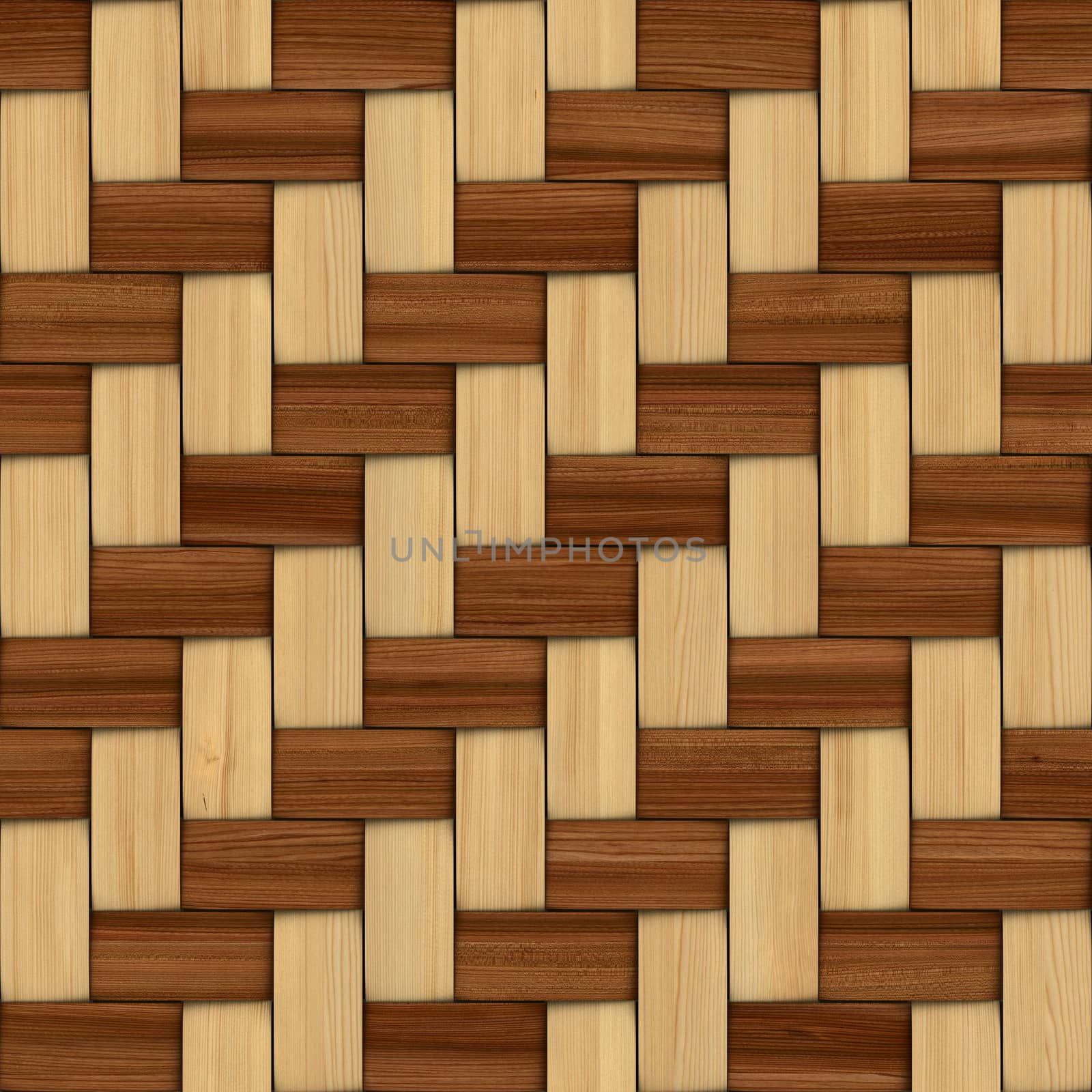 Abstract decorative wooden textured basket weaving. 3D image