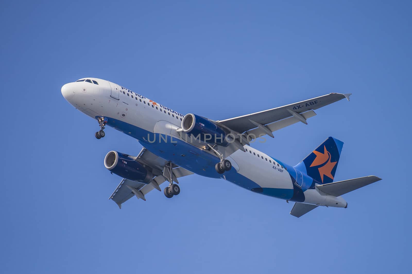 Israir airlines, Israel, Airbus a320-232. The pictures of the planes are shot very close an airport just before landing. September 2013.