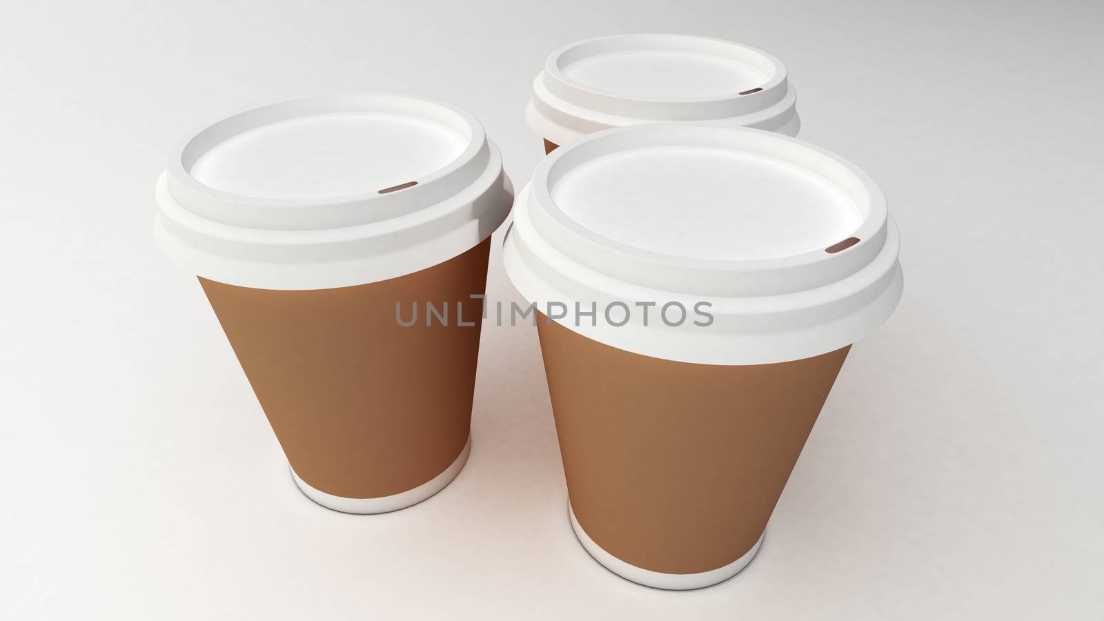 Coffee cups on white background.