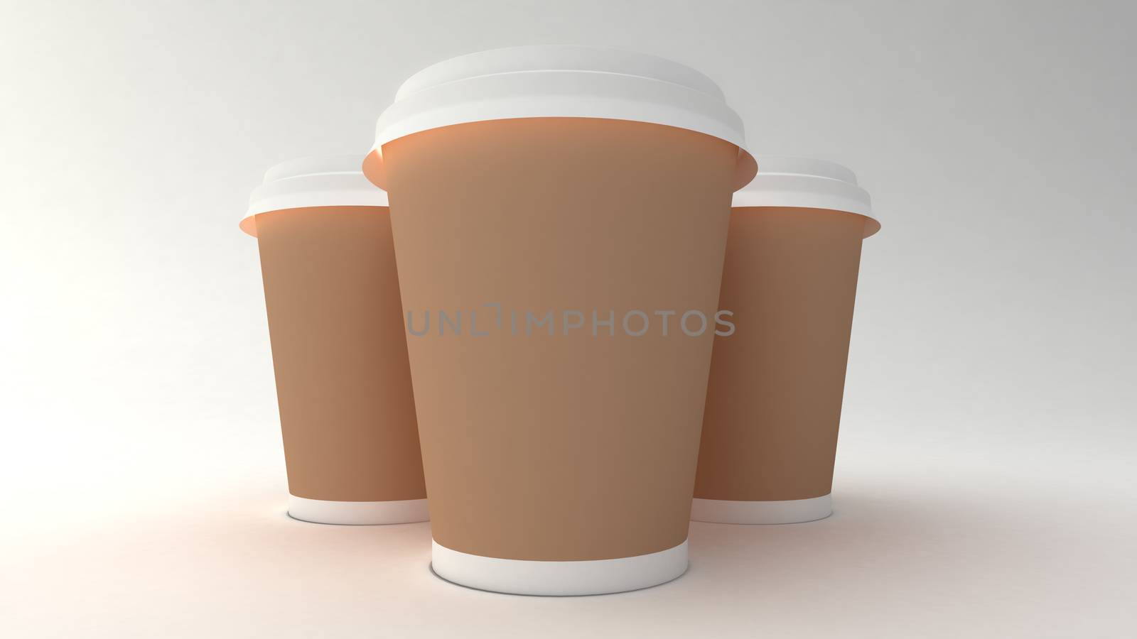 Coffee cups on white background.