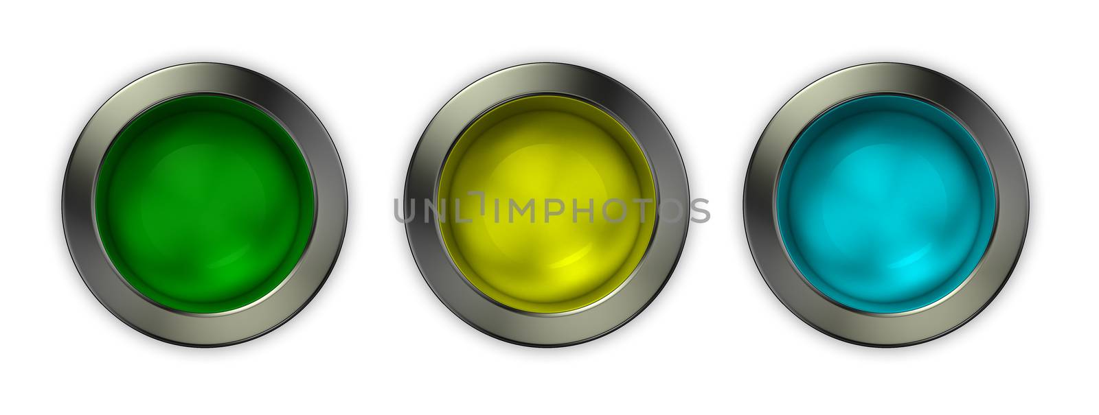 Collection of glossy buttons isolated on white.