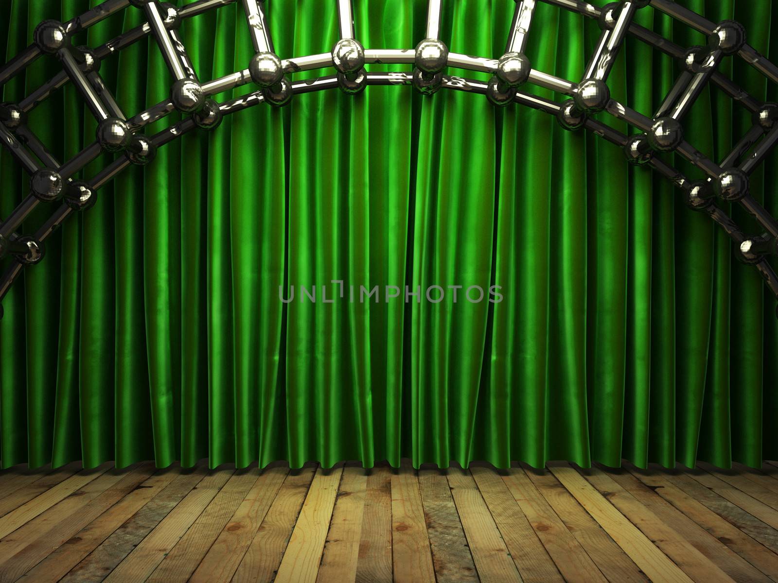 green fabrick curtain on stage by videodoctor