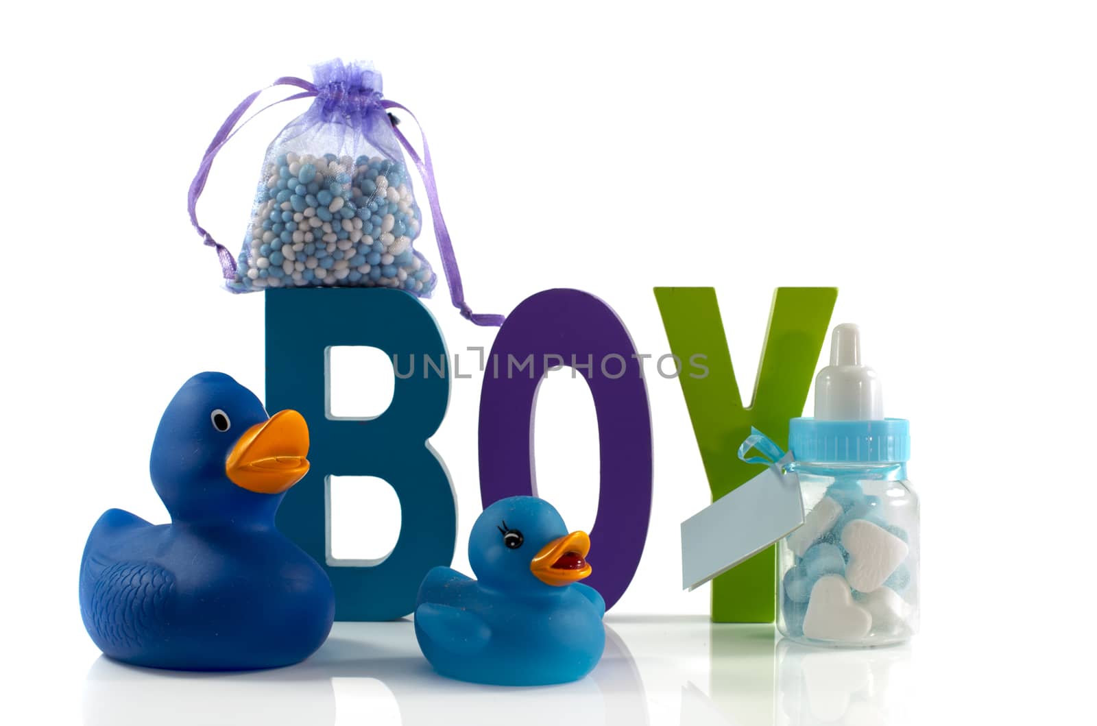 new born baby card with sweet and bottle and candy