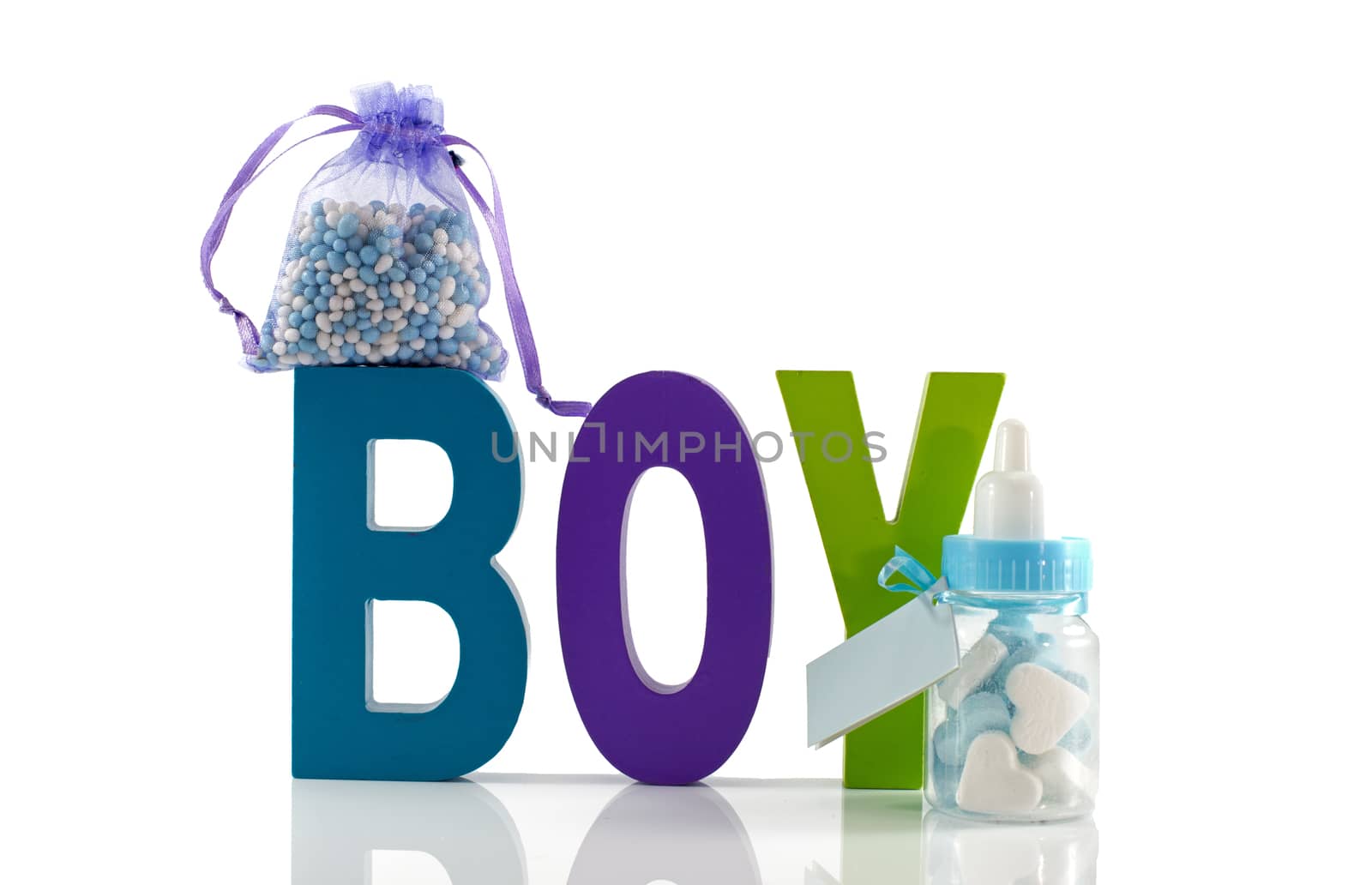 new born baby card with sweet and bottle and candy
