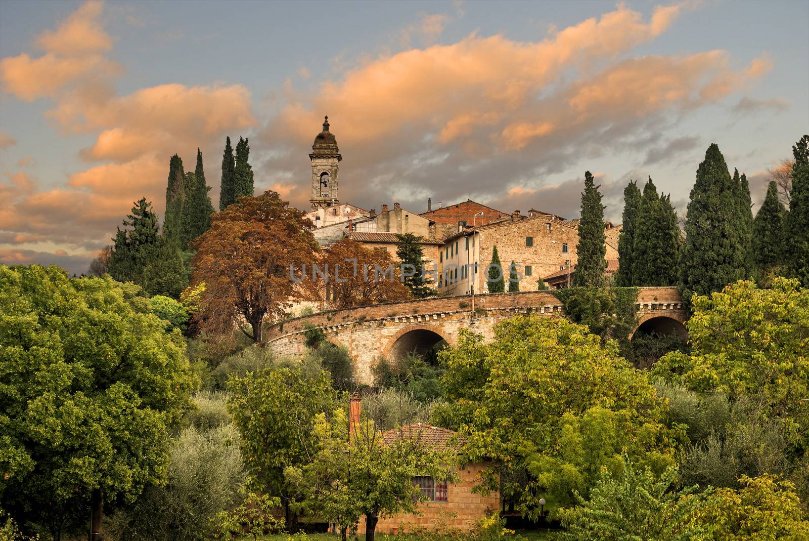 picturesque medieval village of San Quirico in Tuscany, Italy