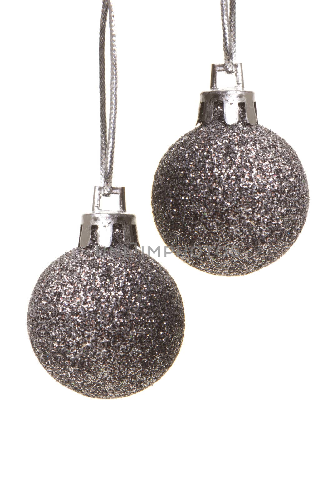 silver, gray christmas balls isolated hanging with white background 