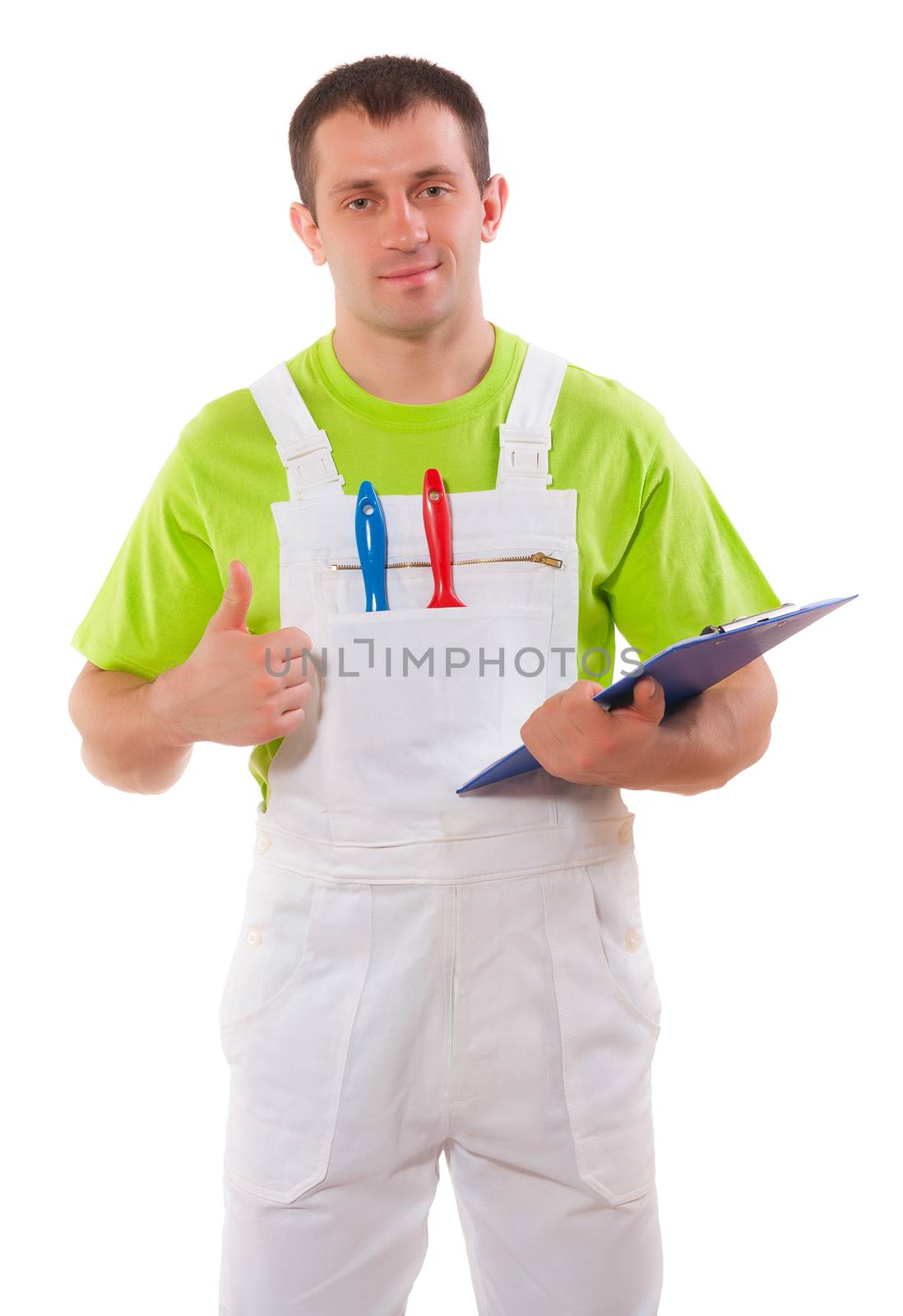 Painter with a clipboard and thumb up by mihalec