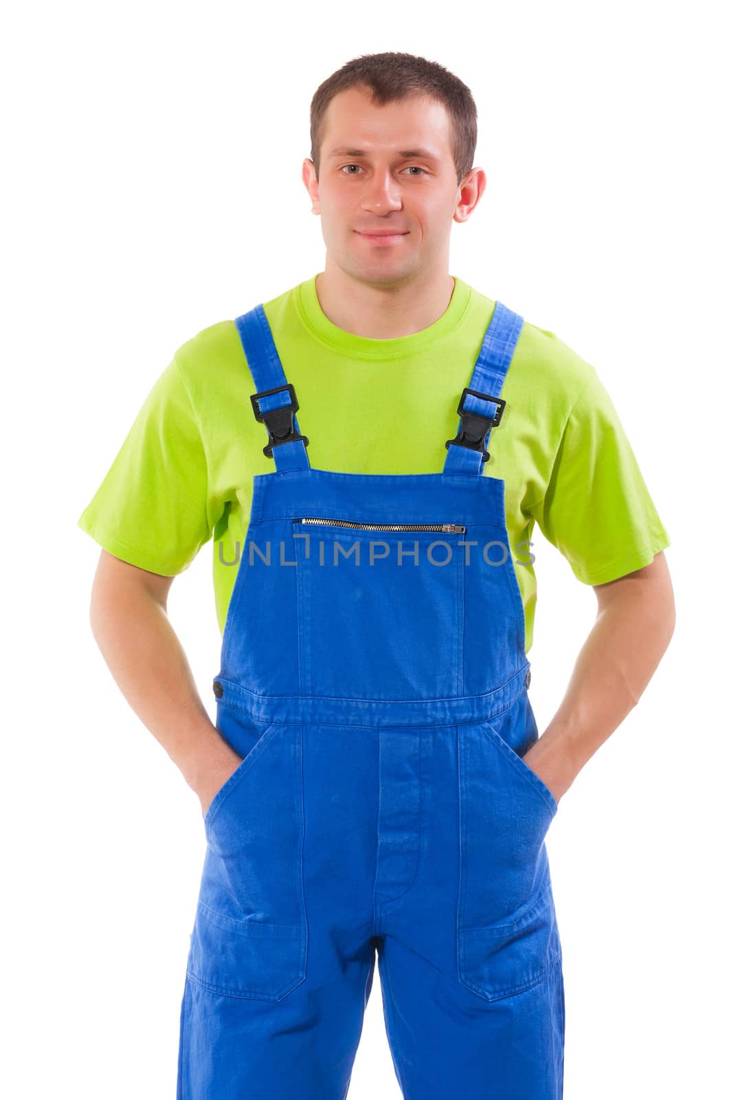 worker holding hands in pockets