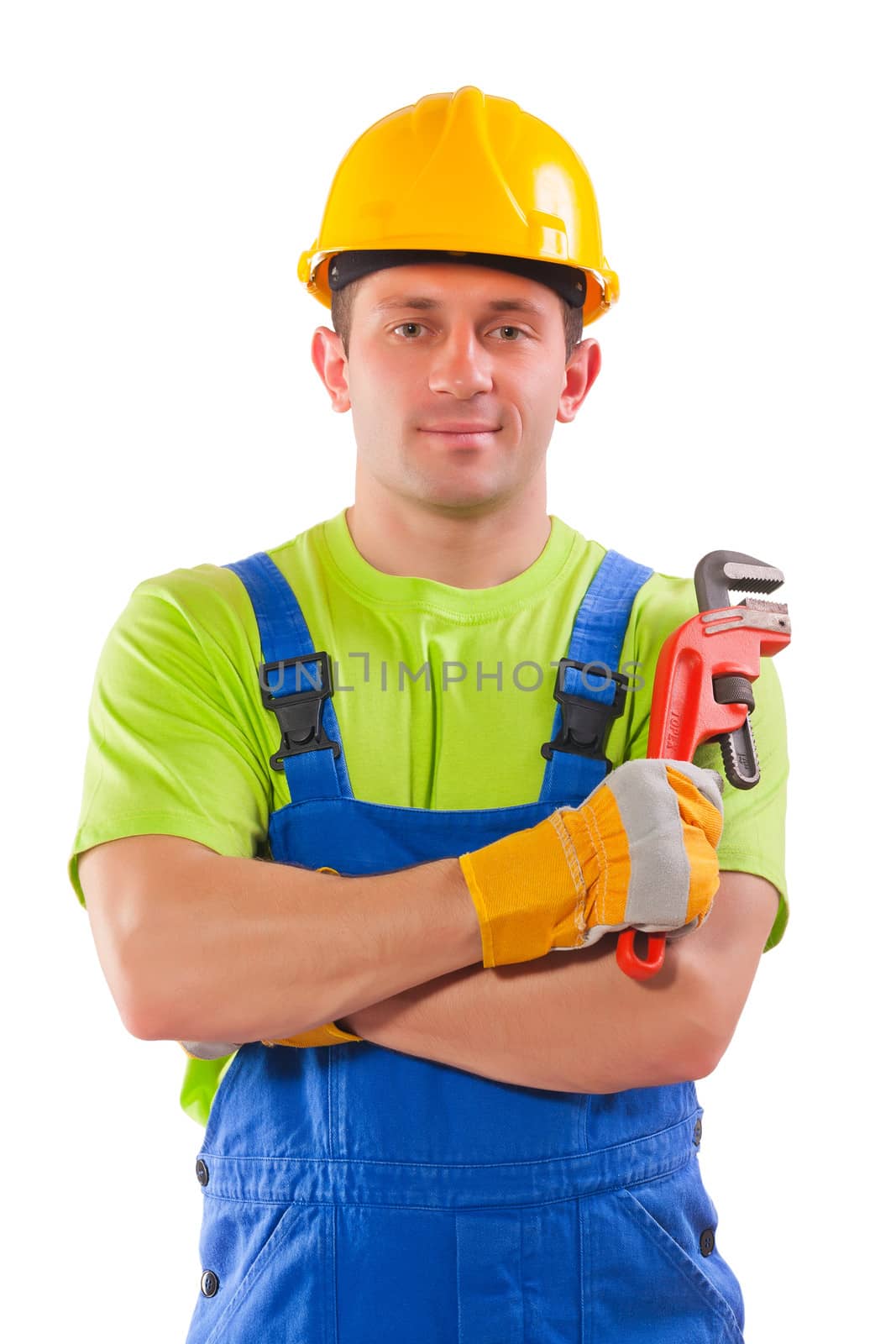 worker with pipe wrench