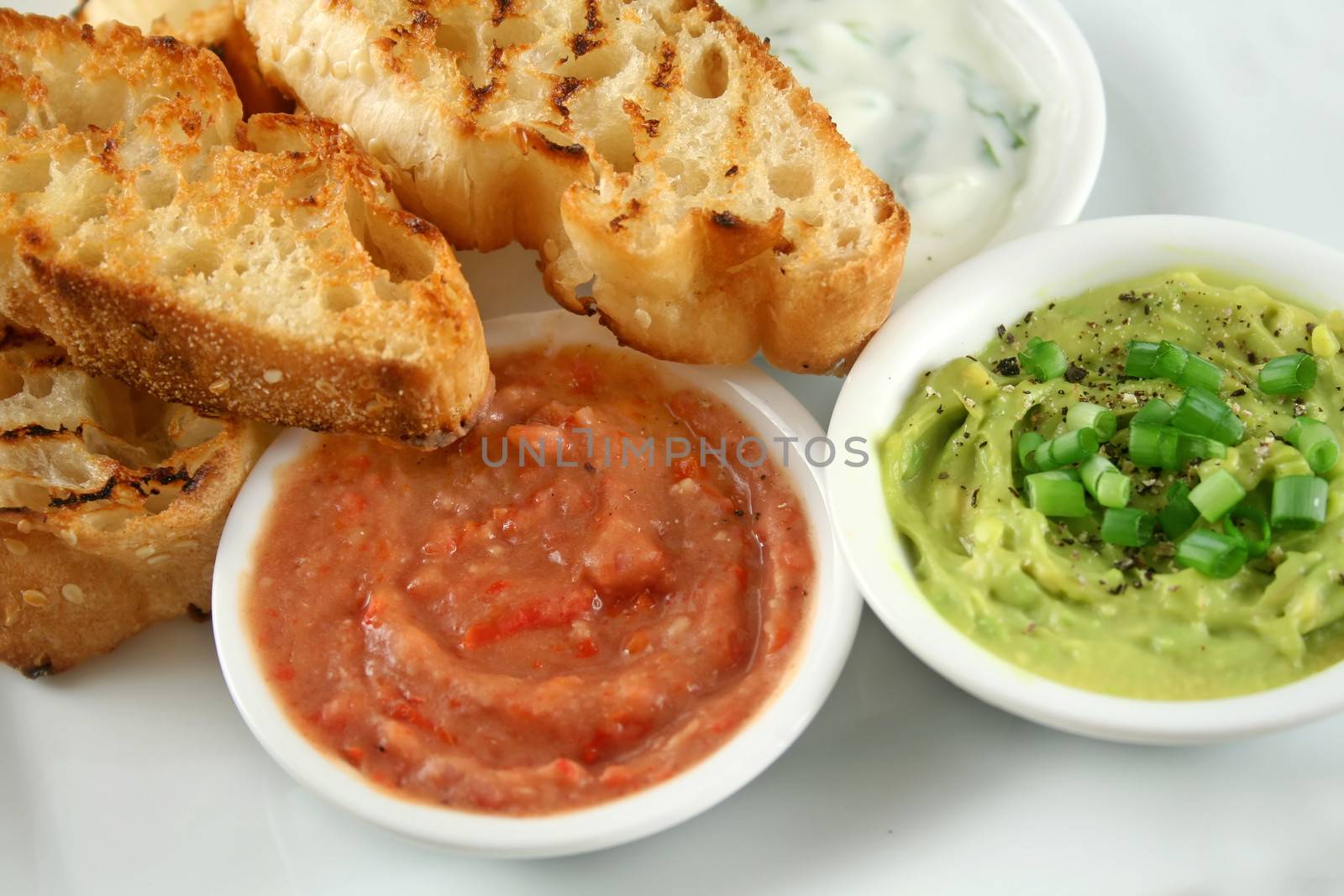 Three Dips And Turkish Bread by jabiru